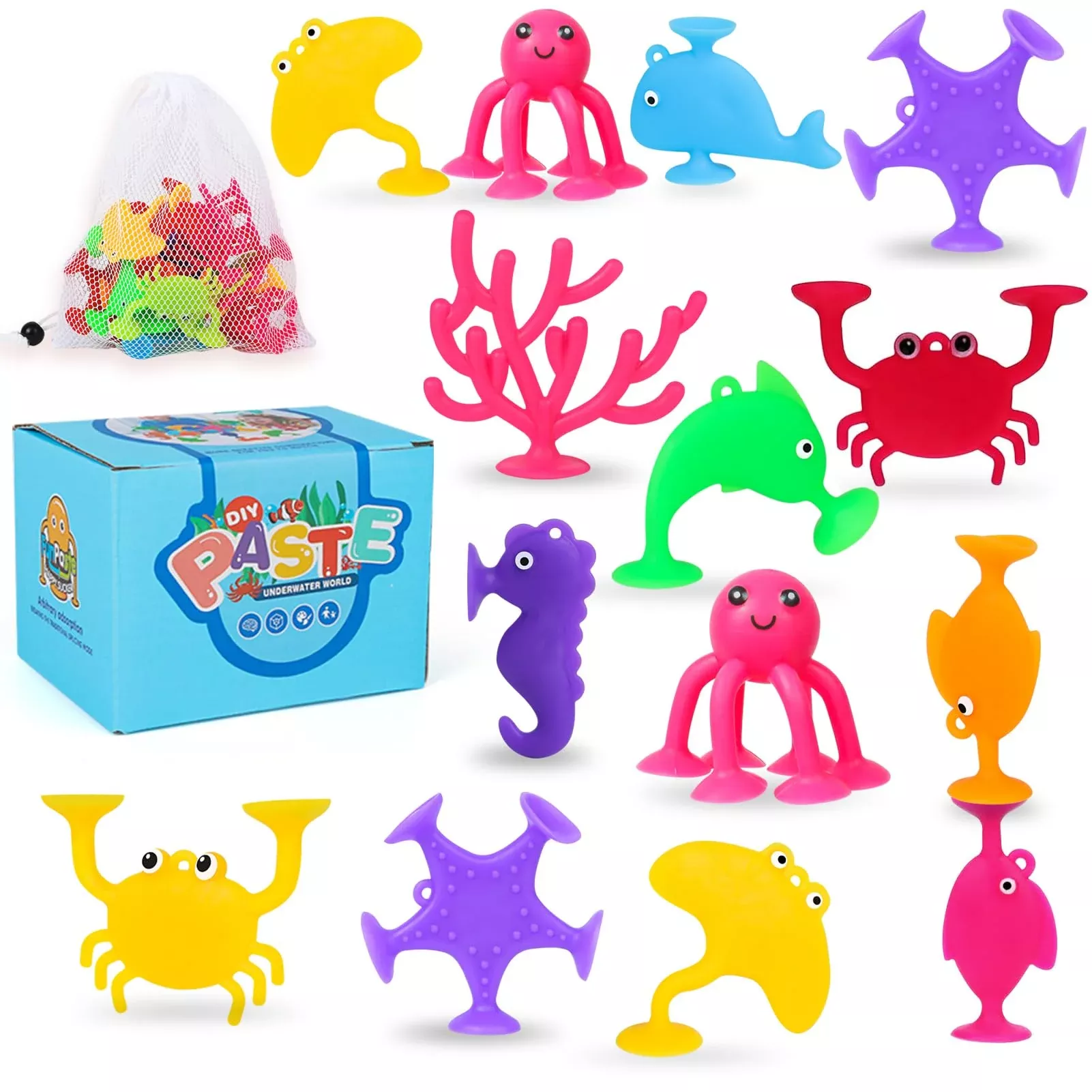 Tepear Baby Suction Cup Toys - 18pcs Ocean Animals - Small