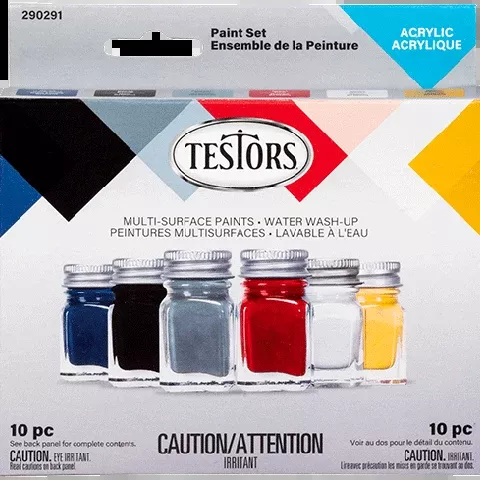 Testors 290291 Acrylic 6 Primary Colors Paint Set