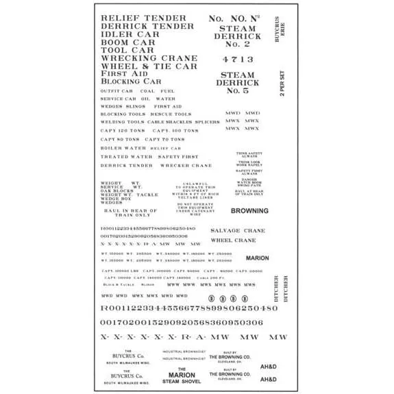 Tichy Train Group 9010 HO Scale Railroad Roman Wreck Train Decals - Black