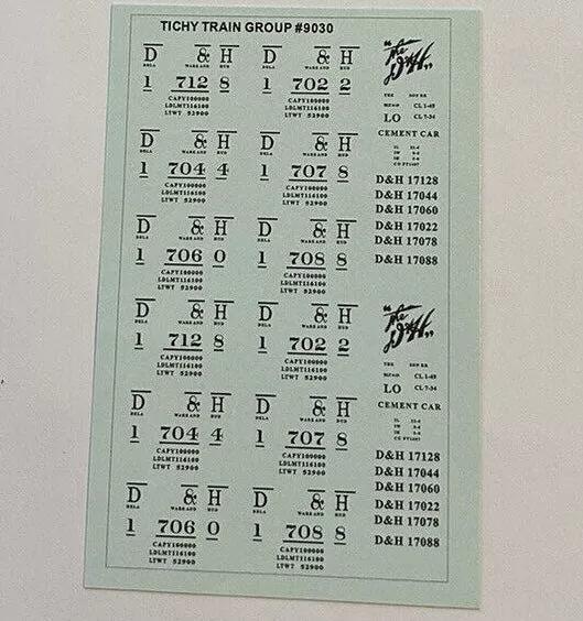 Tichy Train Group 9030 HO Scale D&H Boxcar Cement Service Conversion Decals