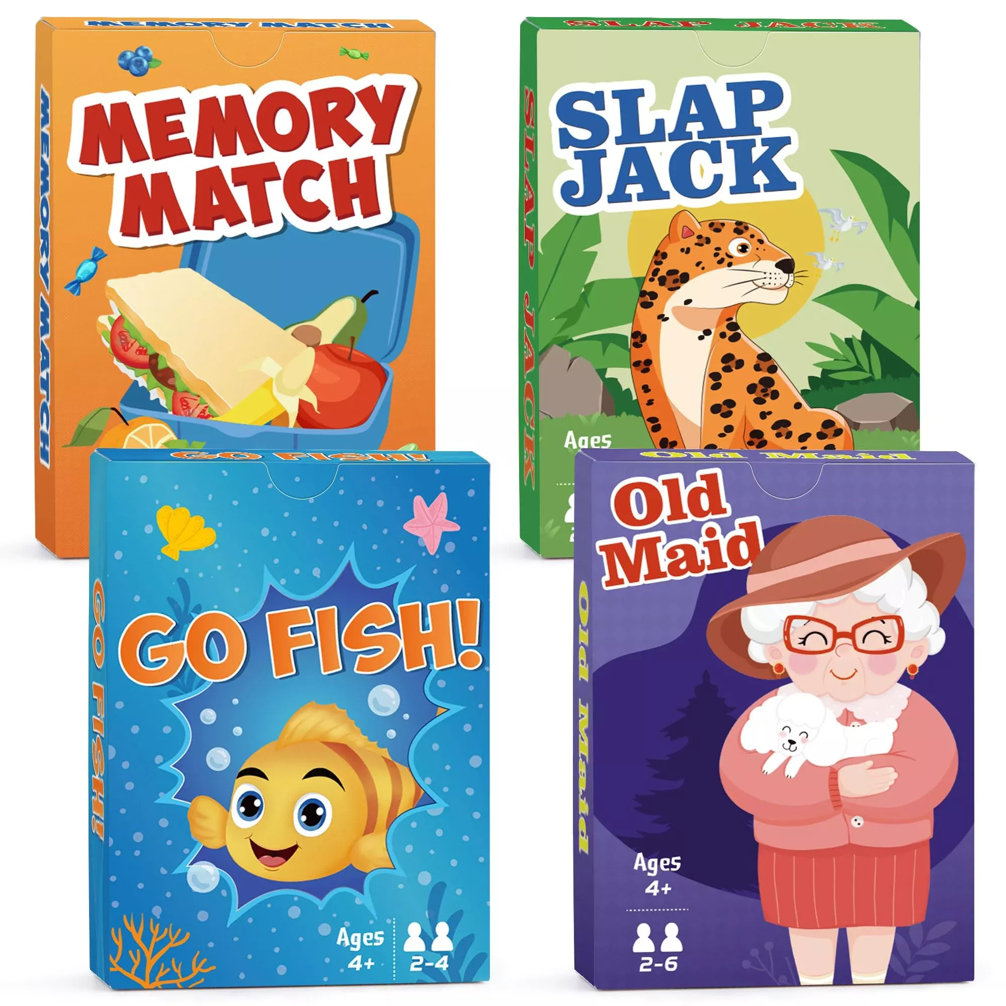 Timenued Kids Card Games Set - 4 Decks, Educational Fun for All Ages