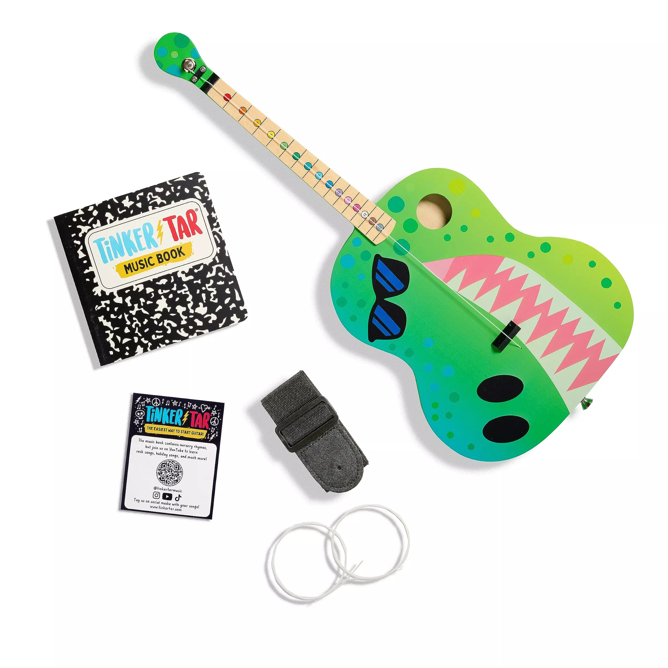 TinkerTar Dinosaur Guitar - 1 Stringed Toy Instrument for Kids, Multi,