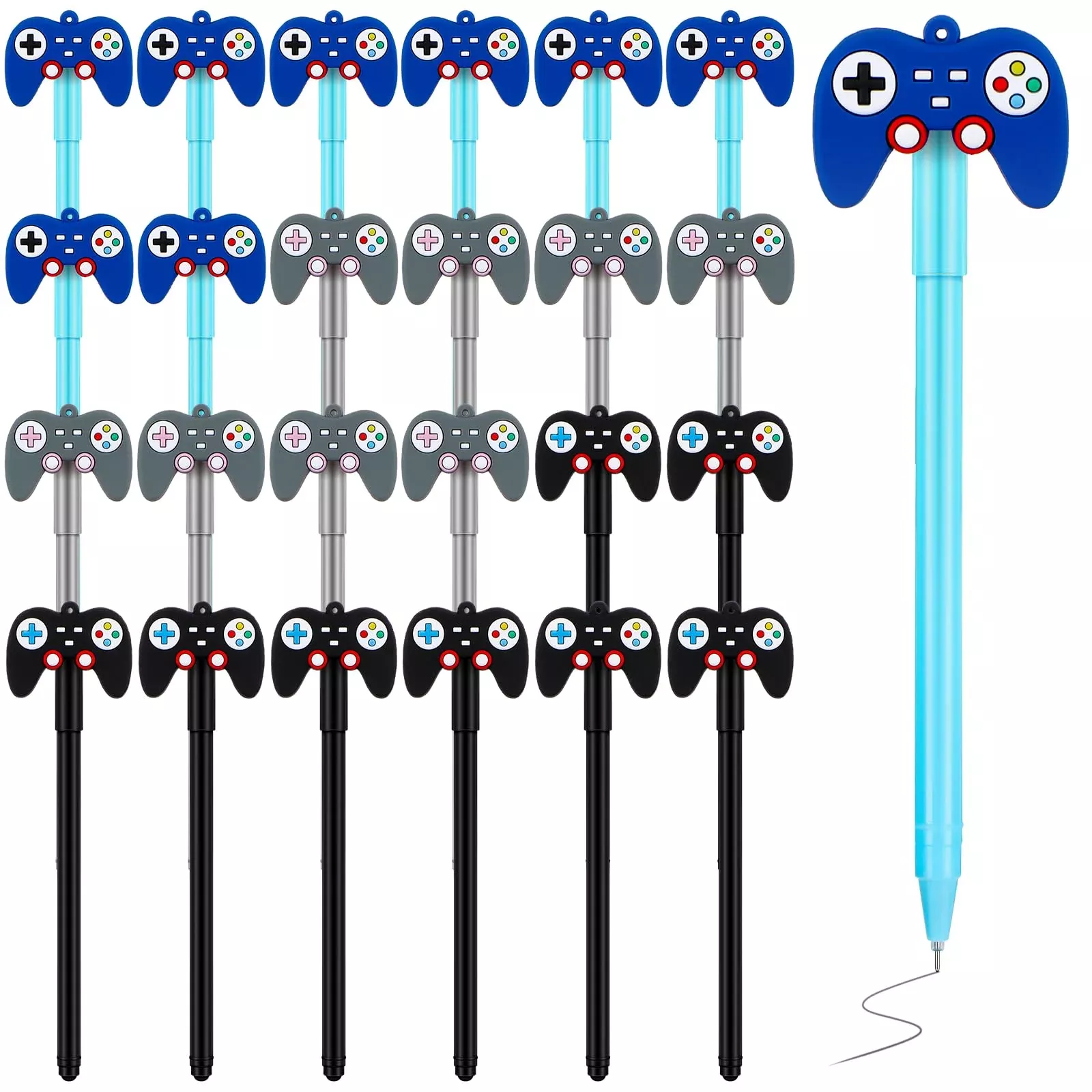 Tinlade Video Game Pens, 24 Pack, Gamepad Design, Assorted Colors