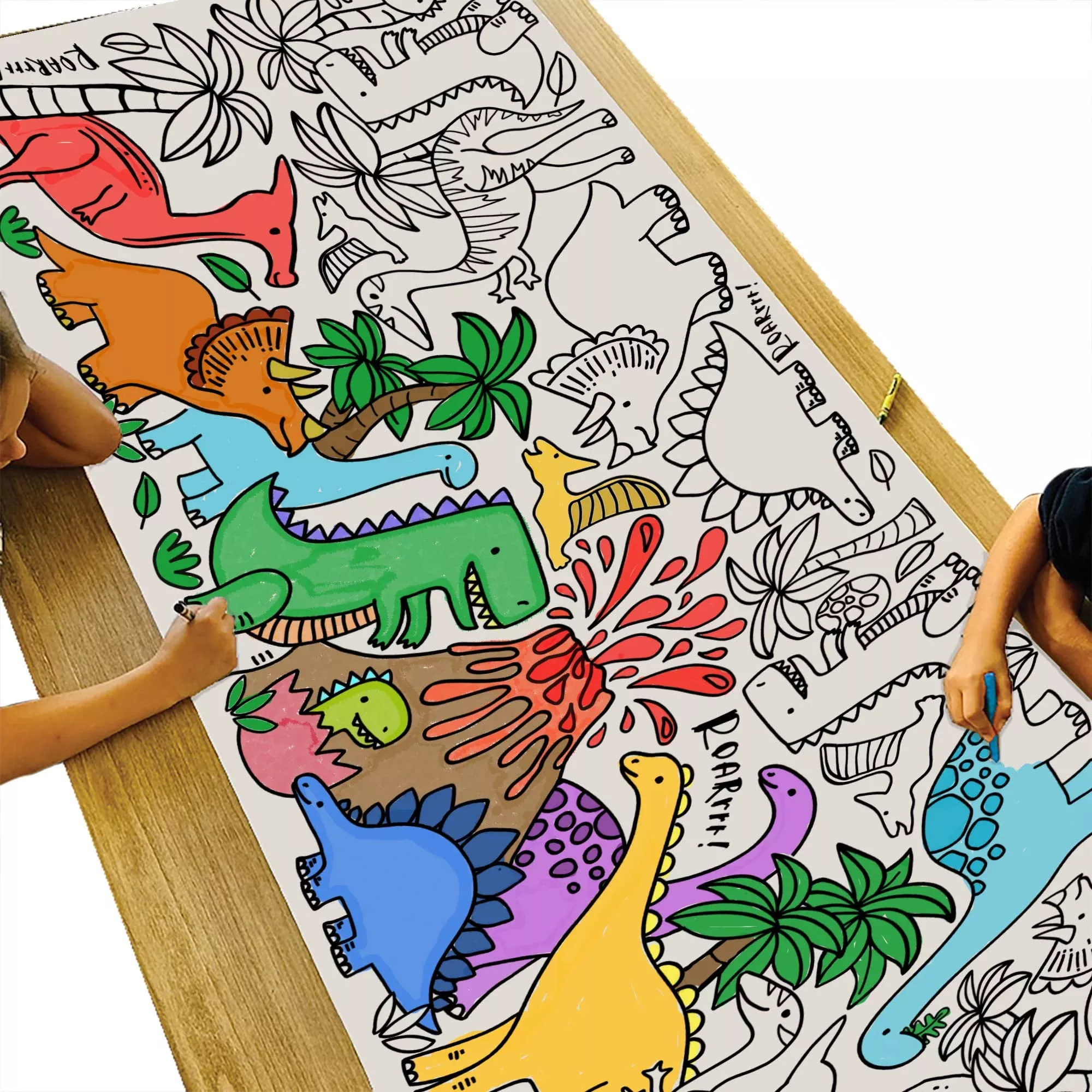 Tiny Expressions Dinosaur Coloring Tablecloth, 30" x 72", Kids' Party