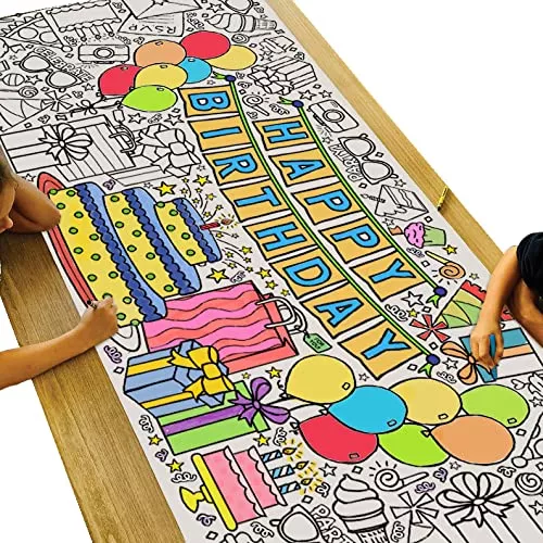Tiny Expressions Giant Birthday Coloring Tablecloth 30"x72" Birthday Poster