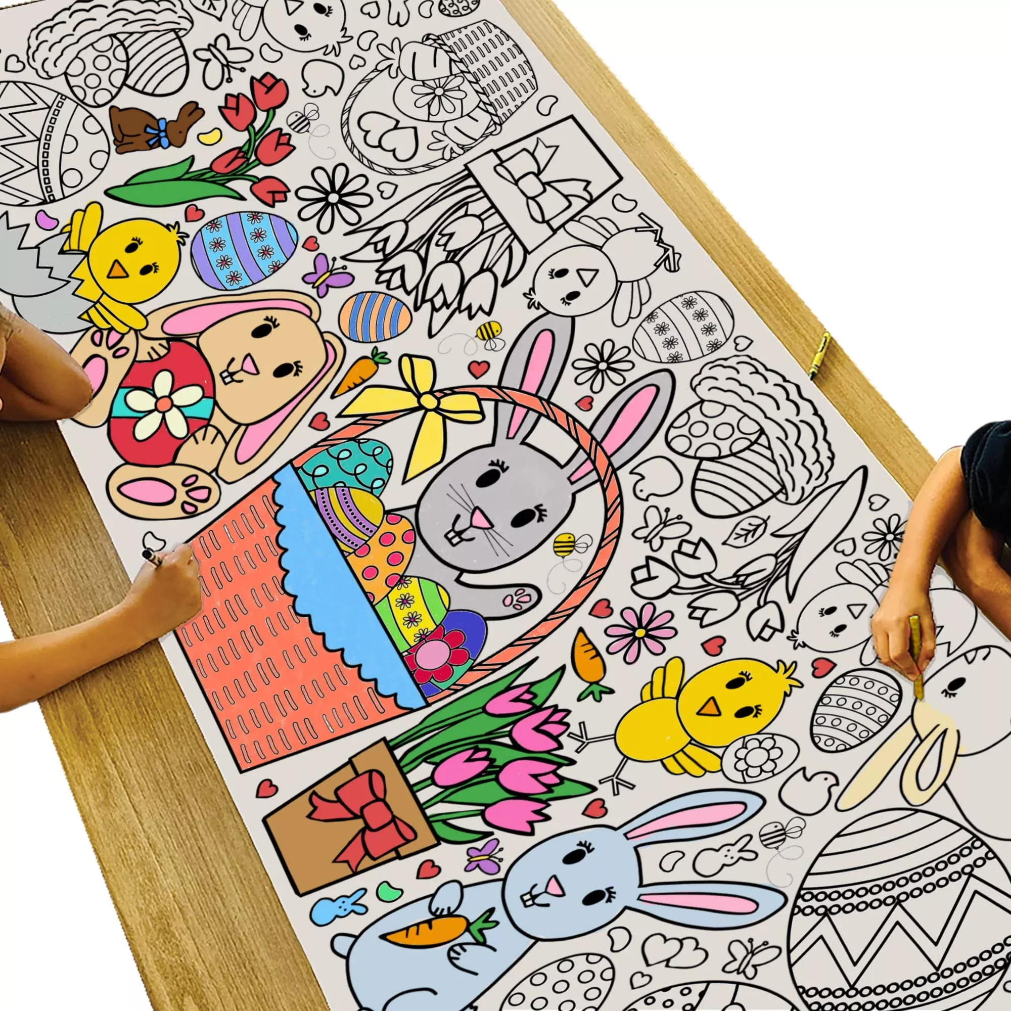 Tiny Expressions Giant Easter Coloring Tablecloth 30"x72" Bunny Design