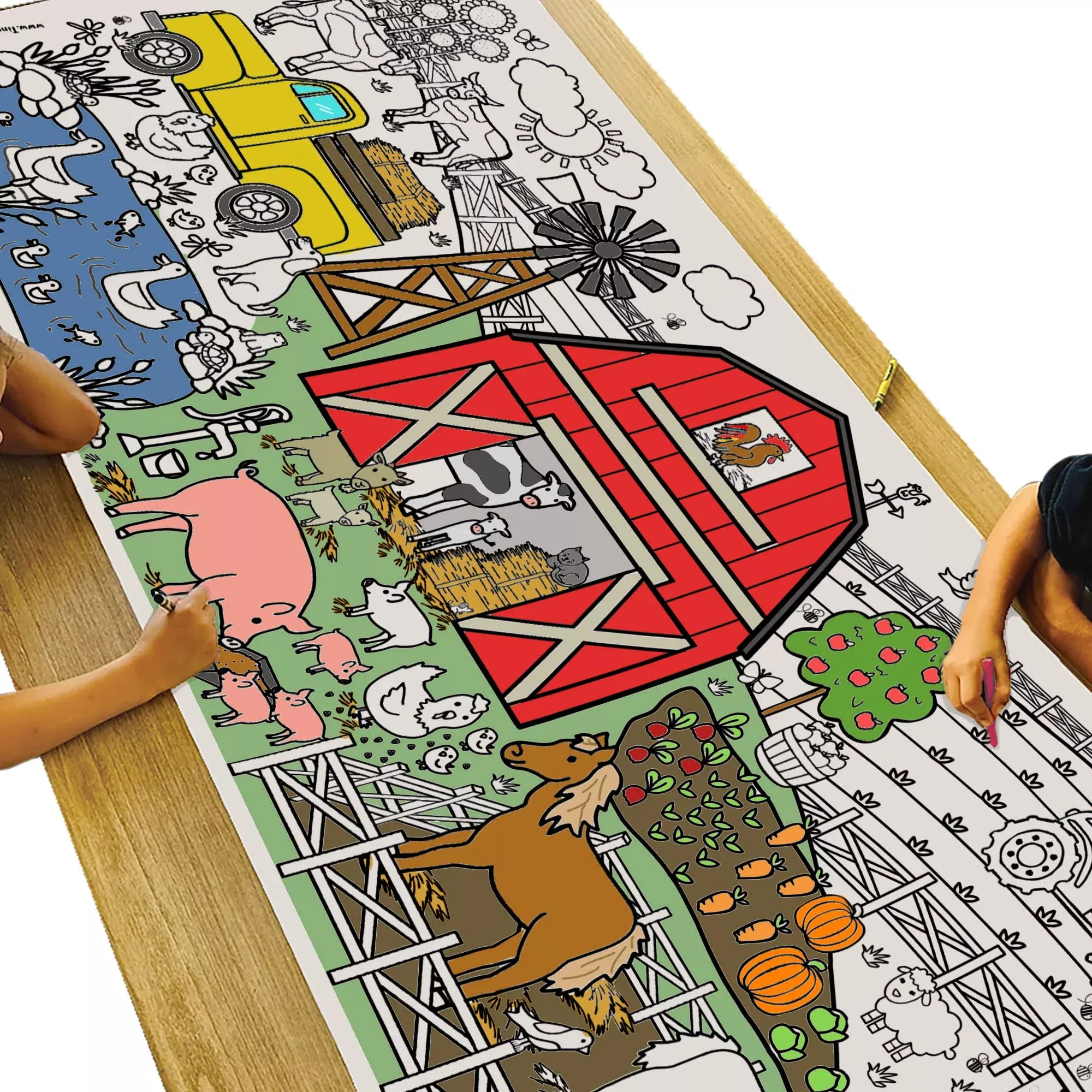 Tiny Expressions Giant Farm Coloring Tablecloth 30"x72" Farm Animal