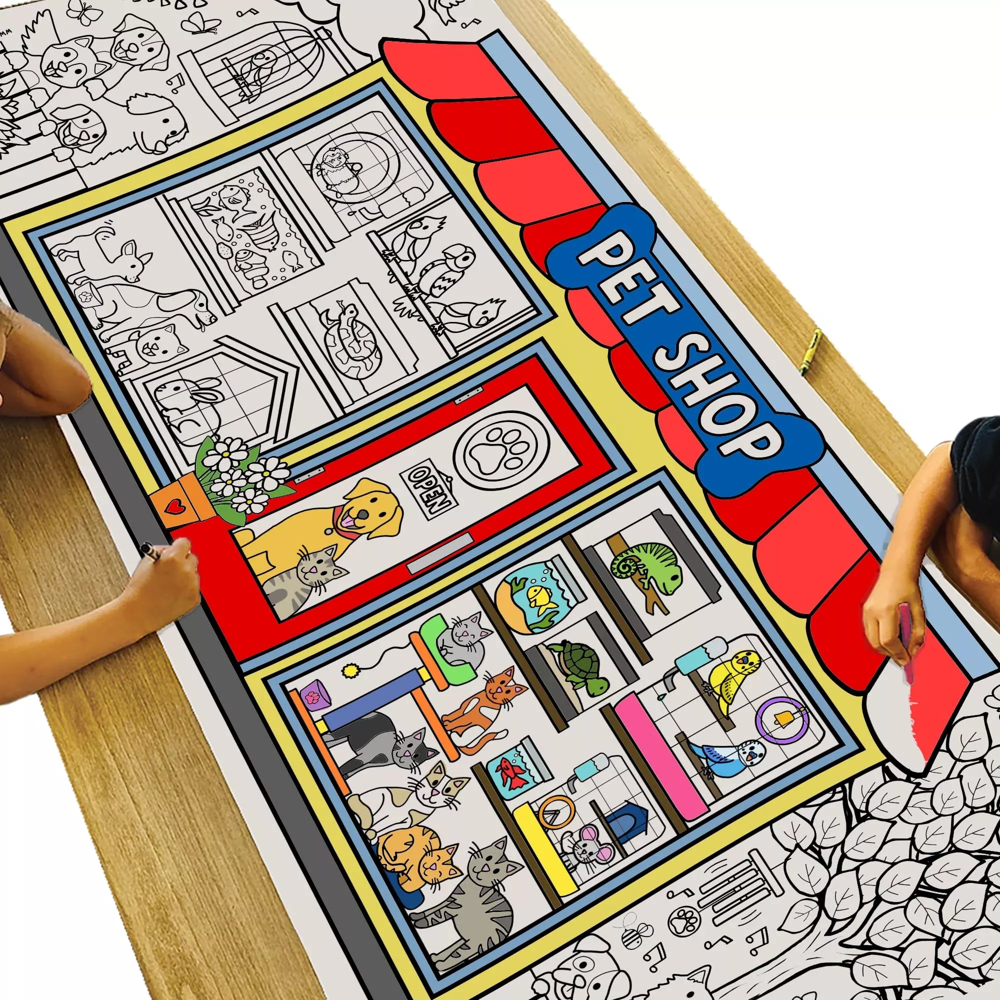 Tiny Expressions Giant Pet Shop Coloring Tablecloth 30" x 72"
