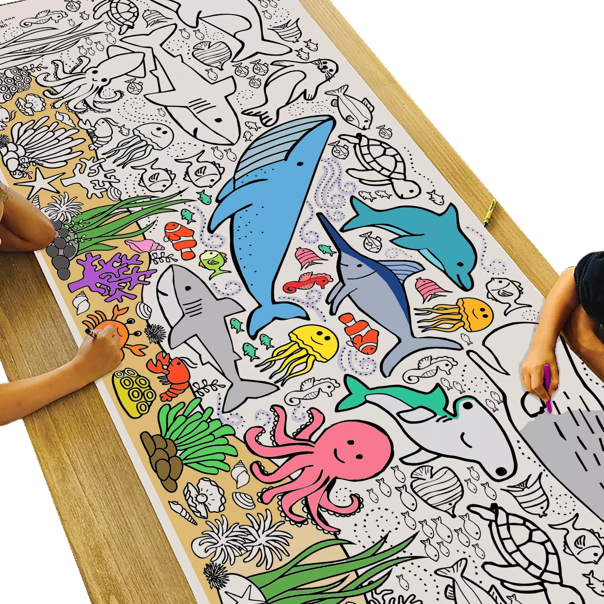 Tiny Expressions Giant Under the Sea Coloring Tablecloth 30" x 72"