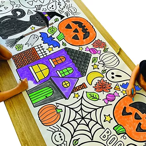 Tiny Expressions Halloween Coloring Tablecloth 30" x 72" Durable Paper