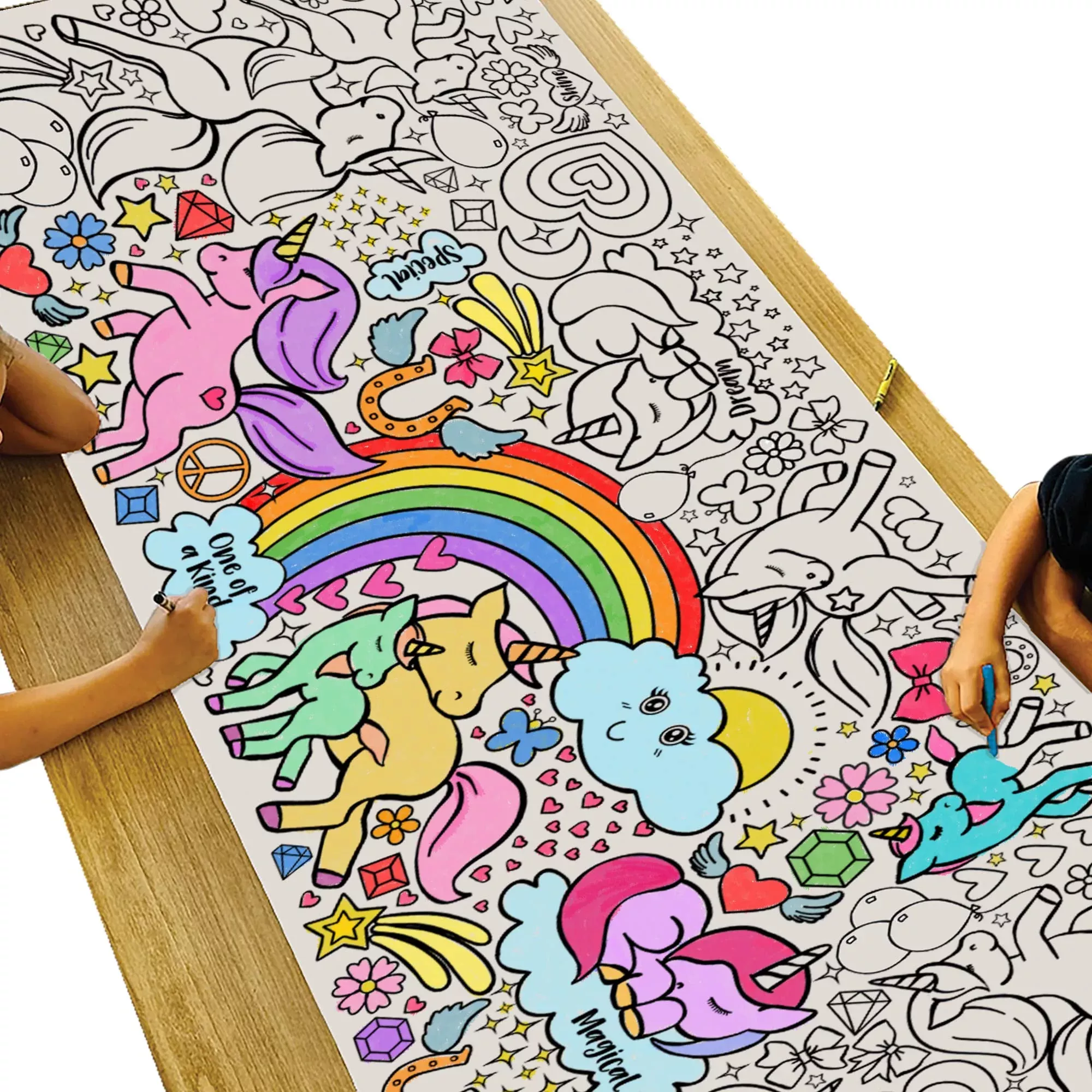 Tiny Expressions Unicorn Coloring Tablecloth 30" x 72" Poster