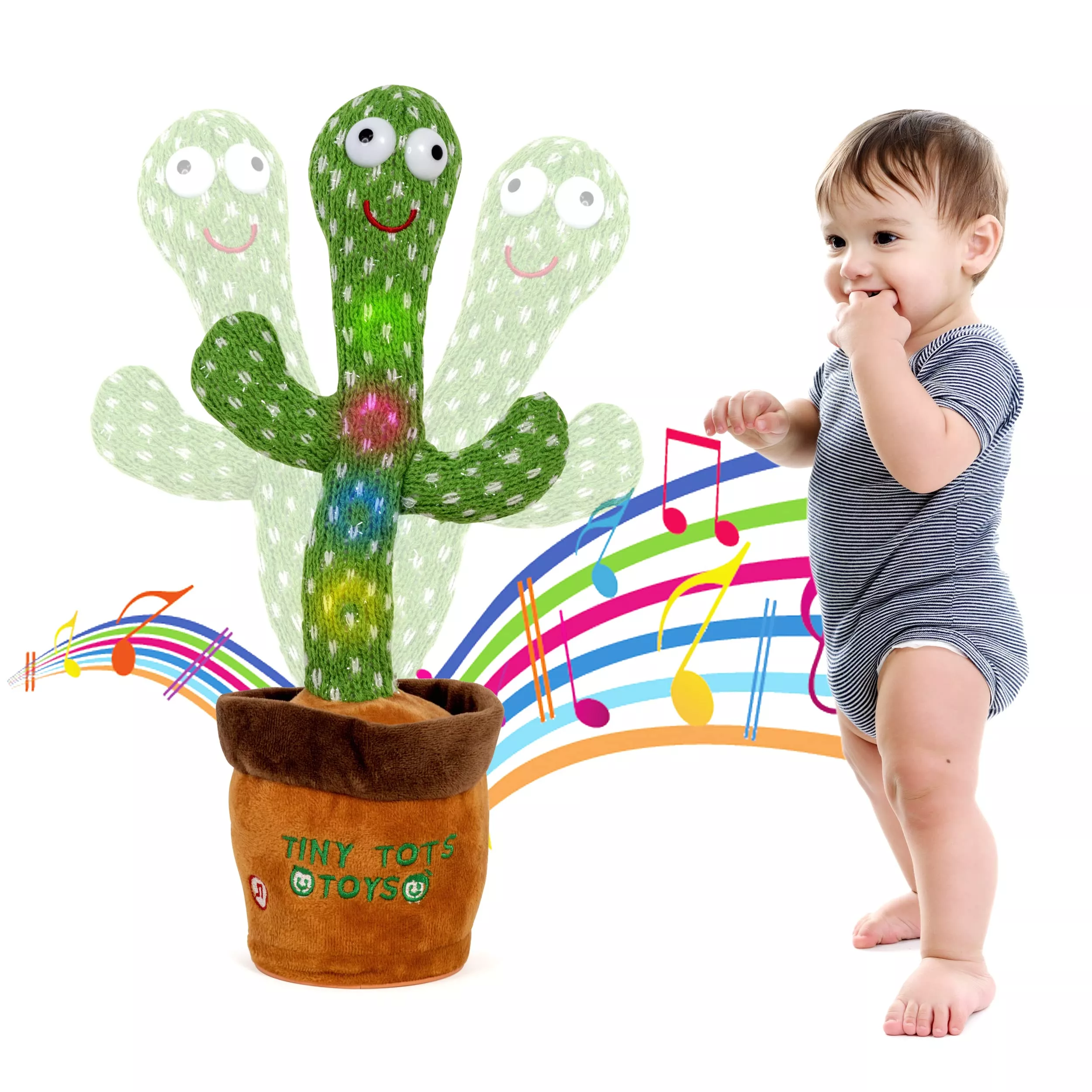 Tiny Tots Toys Cactus Dance Toy for Toddlers, Green, Small