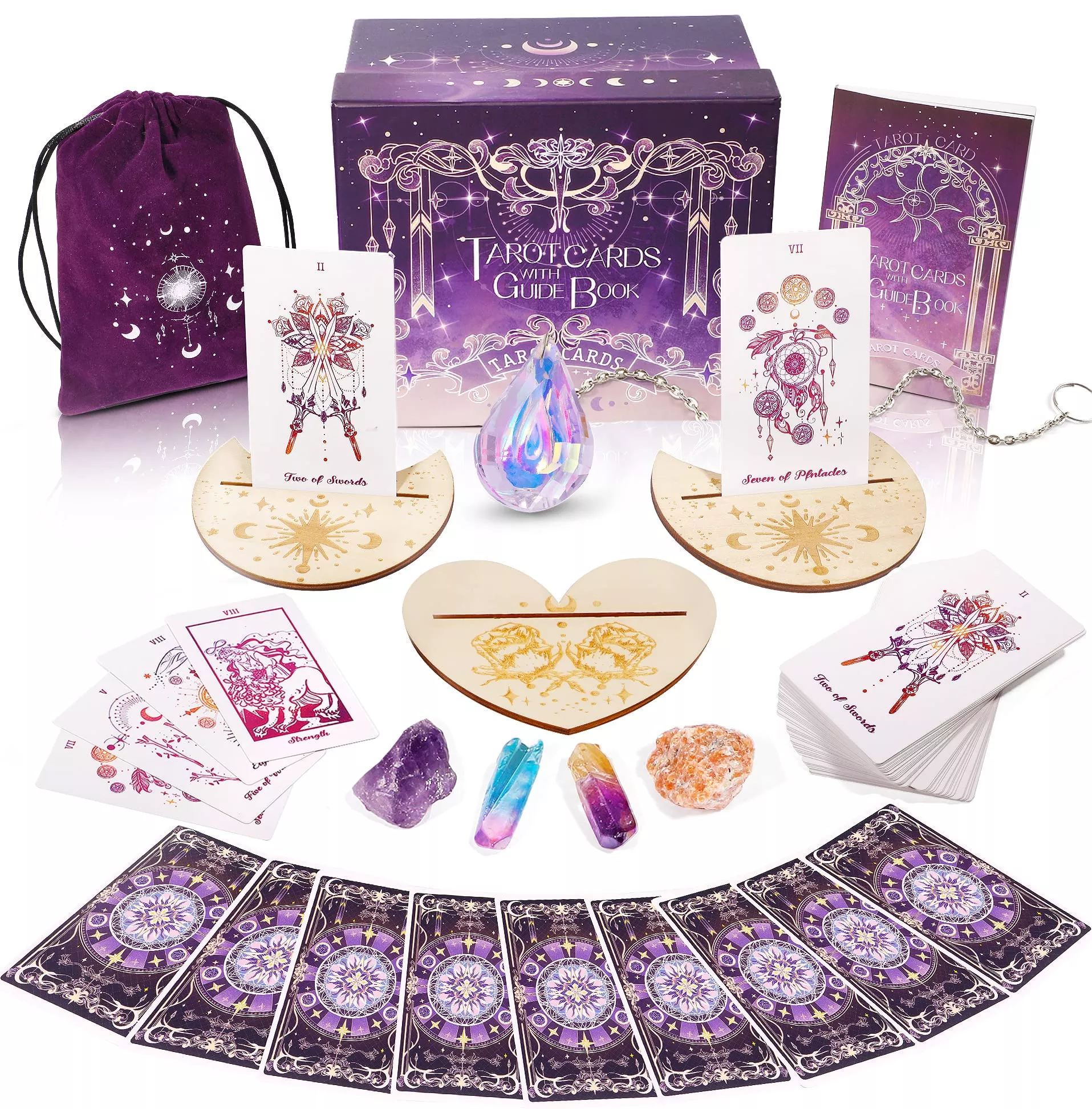 TIRLANO Tarot Card Set - 78 Cards, Purple, Includes Guidebook & Hold