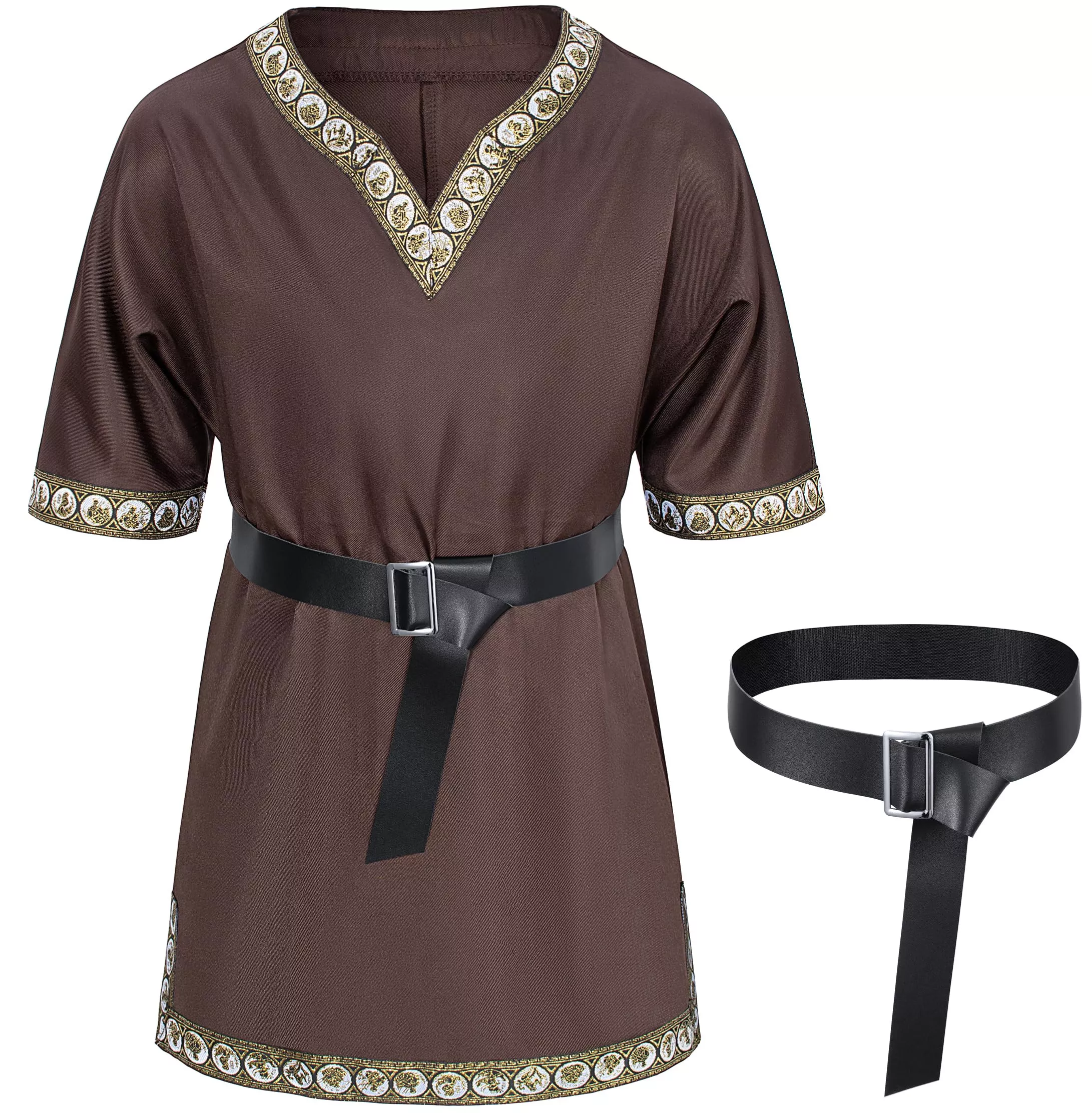 TOGROP Medieval Tunic for Kids, Brown, Size 4-6T, Soft