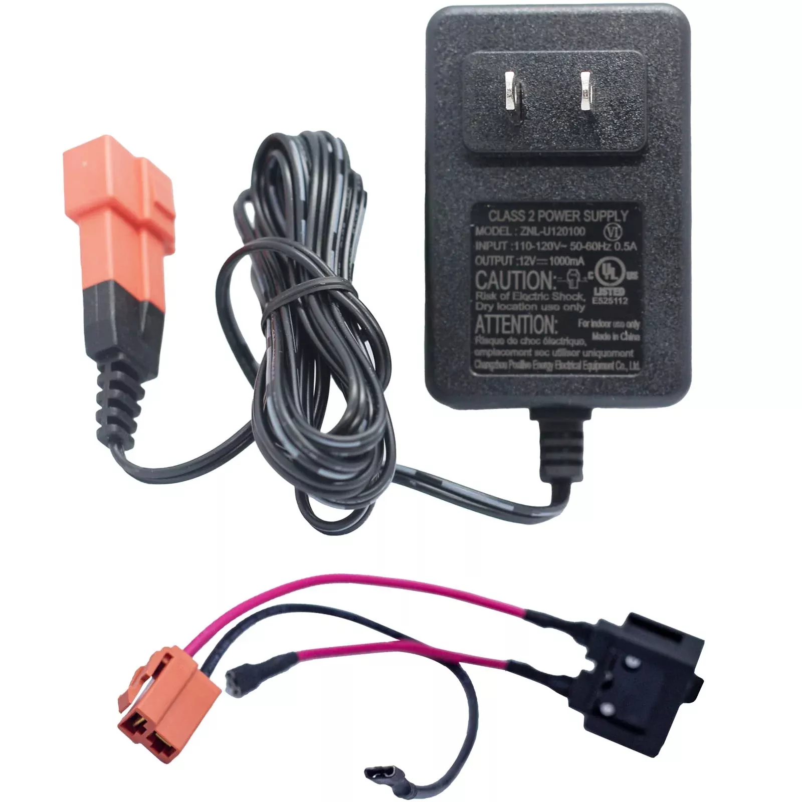 ToiCottage 12V Charger and Battery Connector, Red Socket, Black
