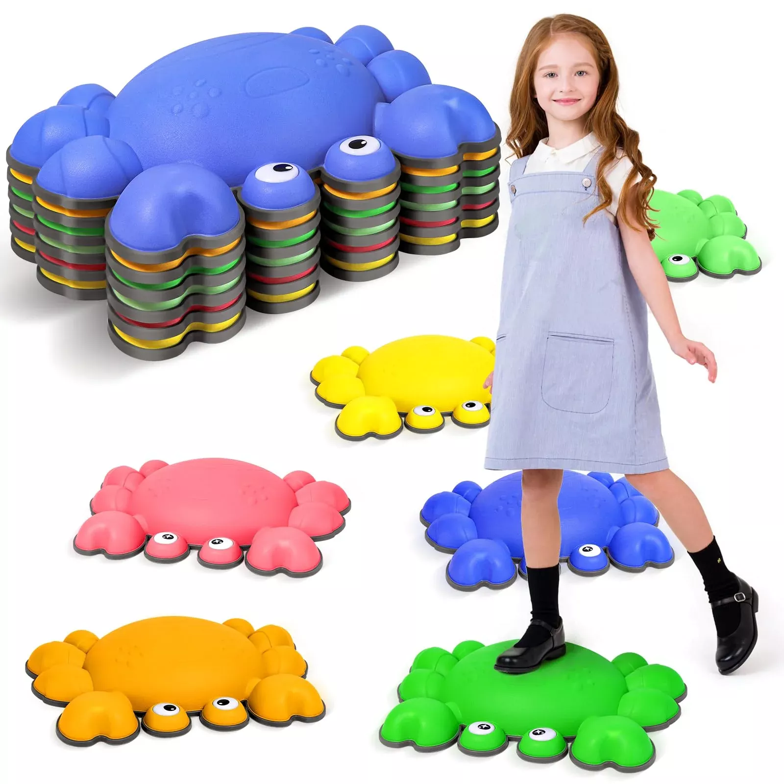 TOPNEW Stepping Stones for Kids, 256 lbs Capacity, 6PCS Crab Classic