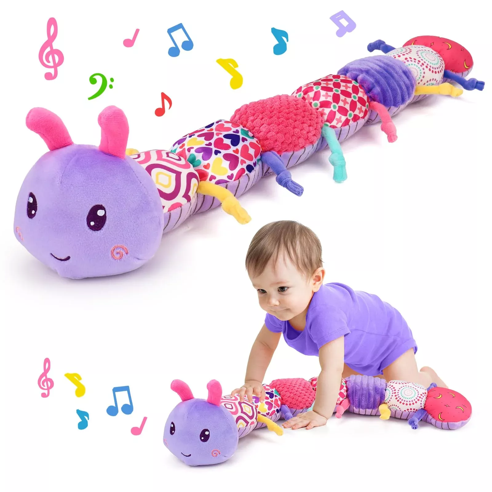 Topsochir 4-in-1 Caterpillar Toy for Babies, Purple, Medium Size
