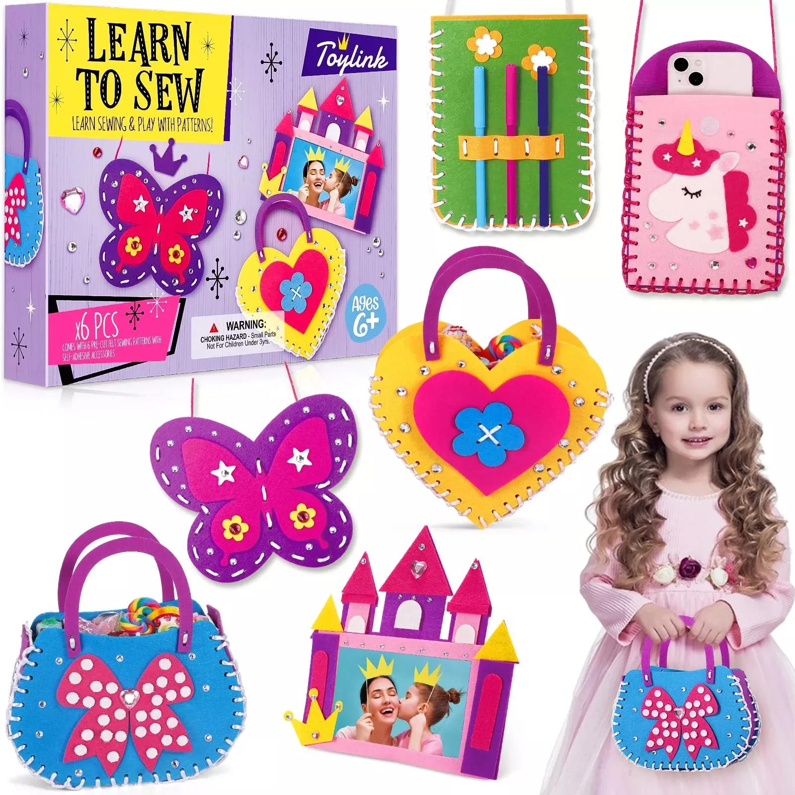 Toylink First Sewing Kit for Kids Multicolor Felt Craft DIY Projects