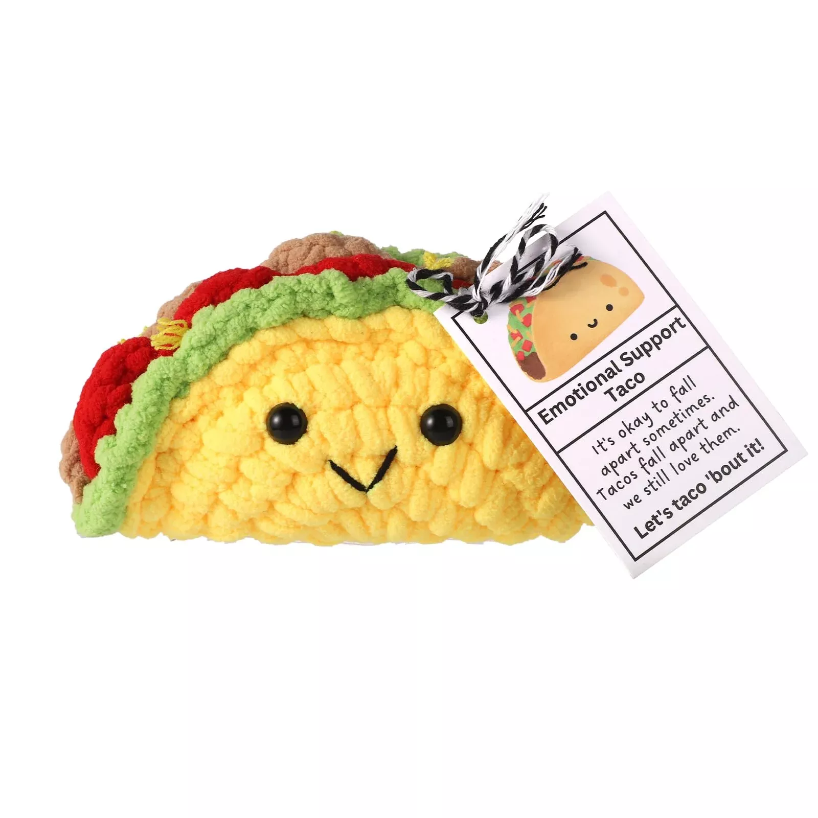 TOYMIS Emotional Support Taco Plush, Small, Yellow, Yarn, 1pcs