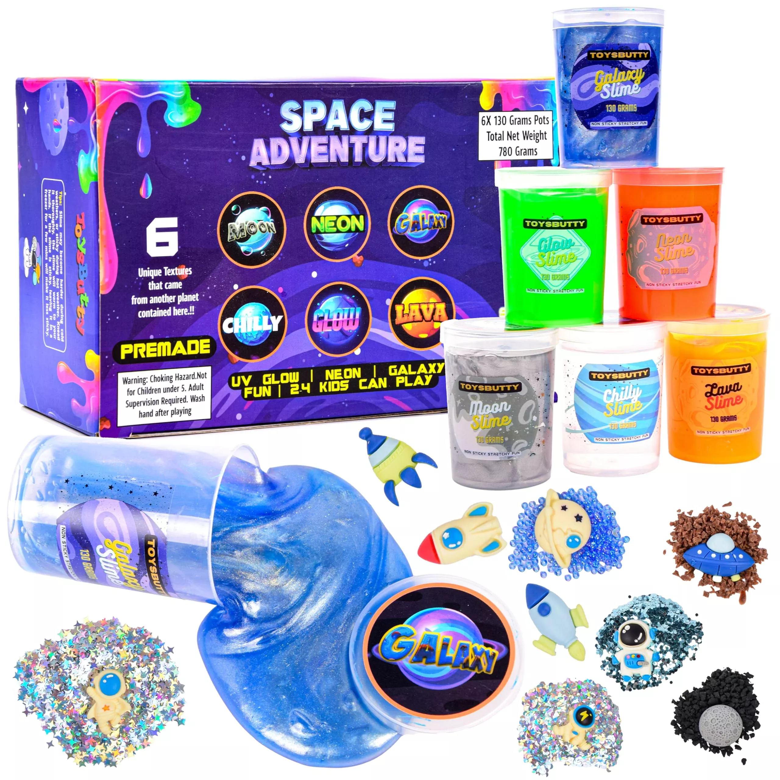 ToysButty Slime Kit Space Adventure 6 Multi Color Large 780ml