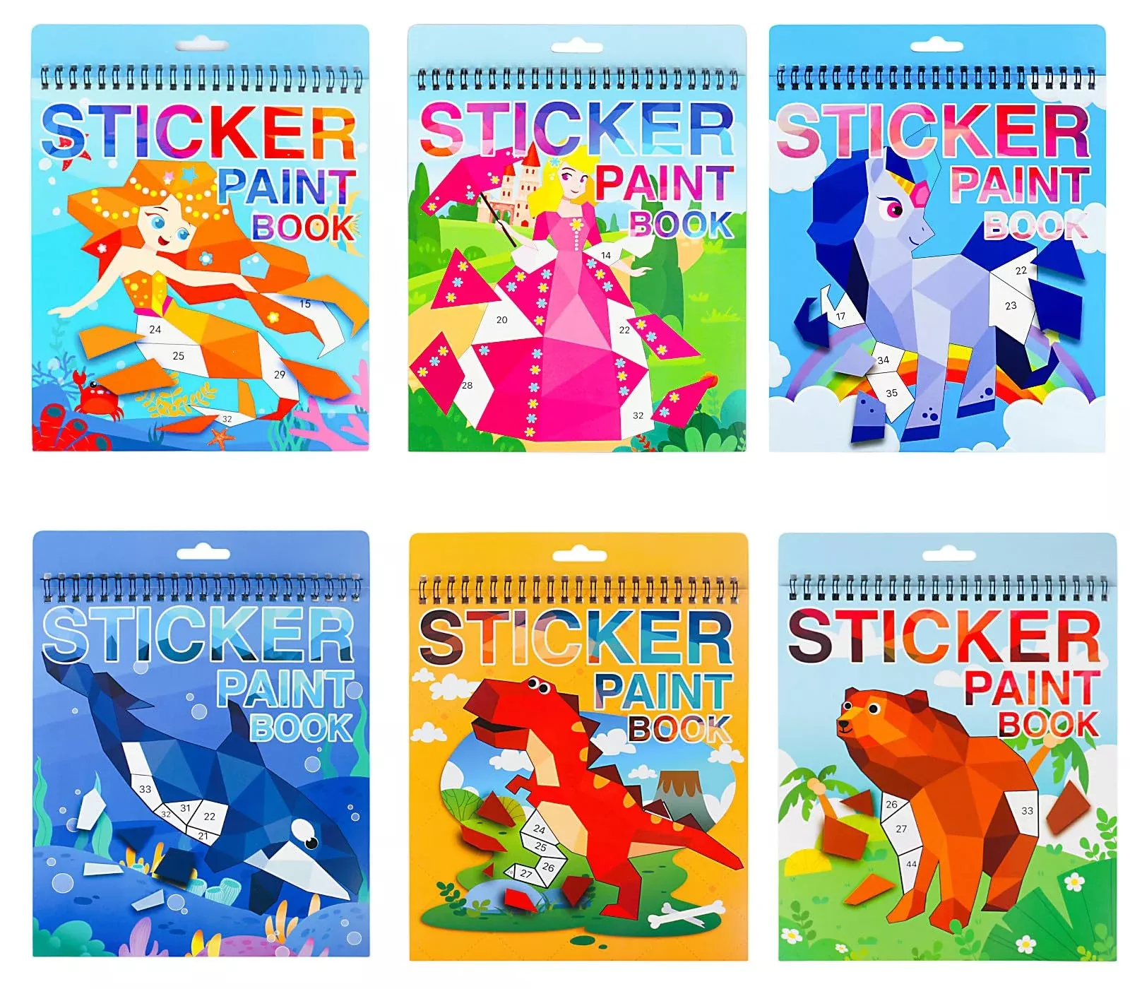 TPQKA 6 Pack Sticker Book for Kids Ages 4-10, 8.
