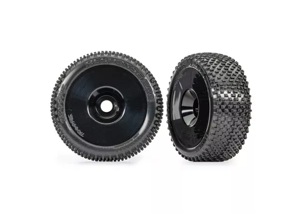 Traxxas 9074-BLK Response Pro Tires on 3.0" Black Dish Wheels 1 Pair