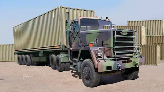 Trumpeter Scale Models 1015 1/35 US M915 Army Truck with Container Trailer Model Kit