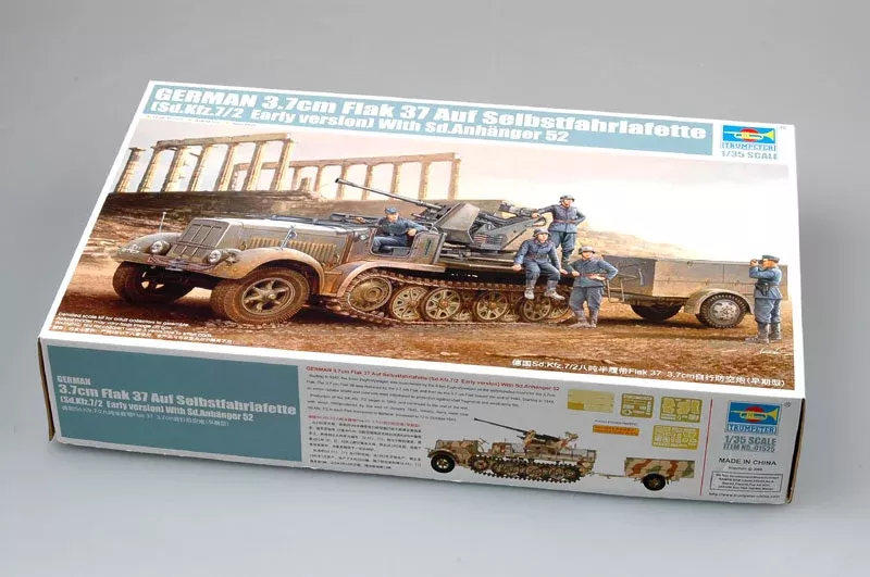 Trumpeter Scale Models 1525 1/35 German Sd.Kfz.7/2 Half-track Early Version with Flak 37 Gun & Trailer Model Kit