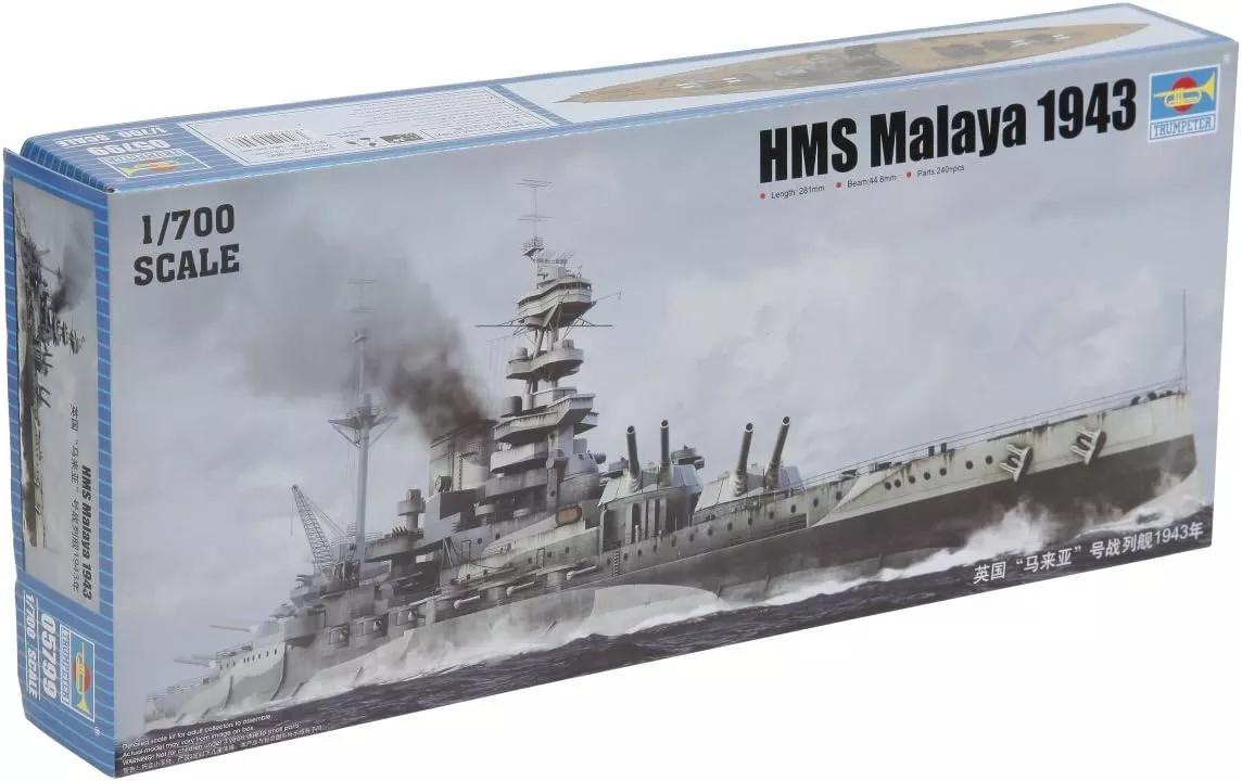 Trumpeter Scale Models 5799 1/700 HMS Malaya British Battleship 1943 Model Kit