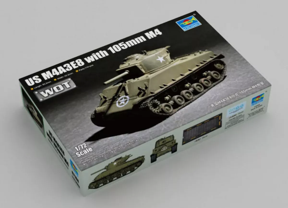 Trumpeter Scale Models 7168 1/72 US M4A3E8 105mm M4 Tank Model Kit
