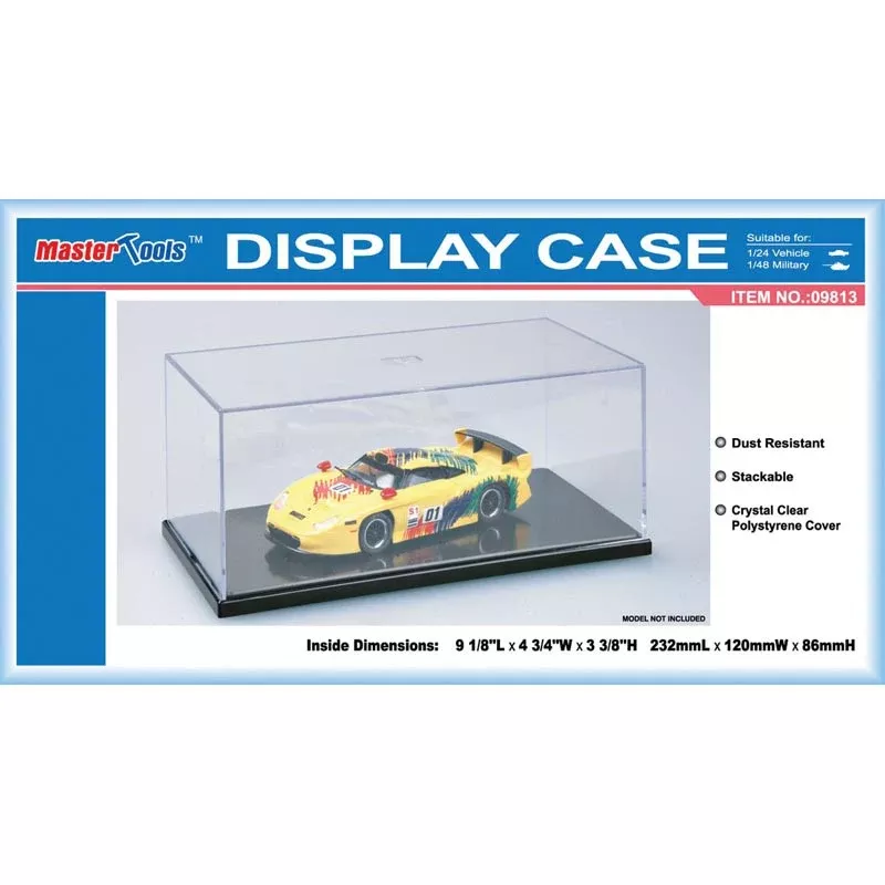 Trumpeter Scale Models 9813 Display Case with Black Base for 1/48 Military or 1/24 Vehicles (232x120x86mm)