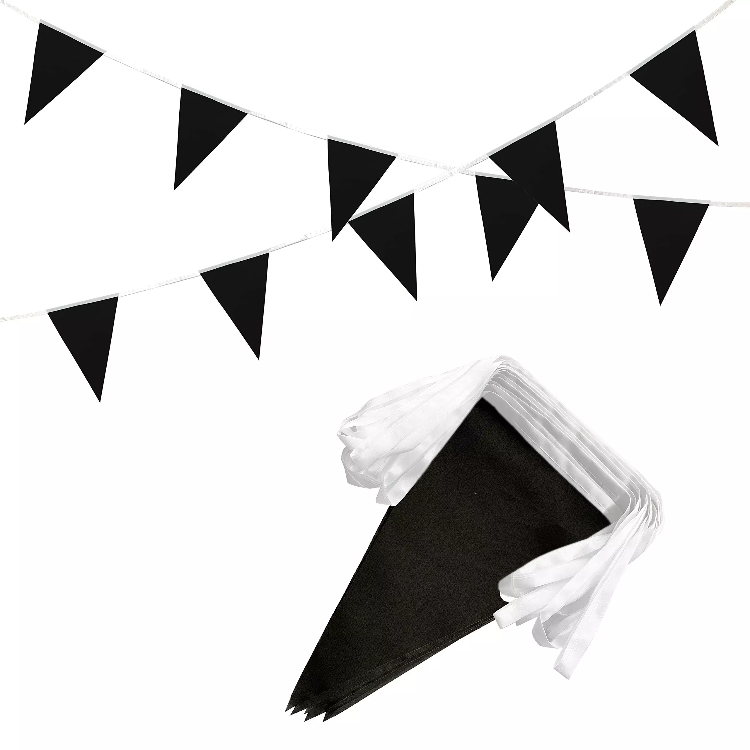 Tsmd Solid Black Pennant Banners Flags String Diy Bunting Flags,Party