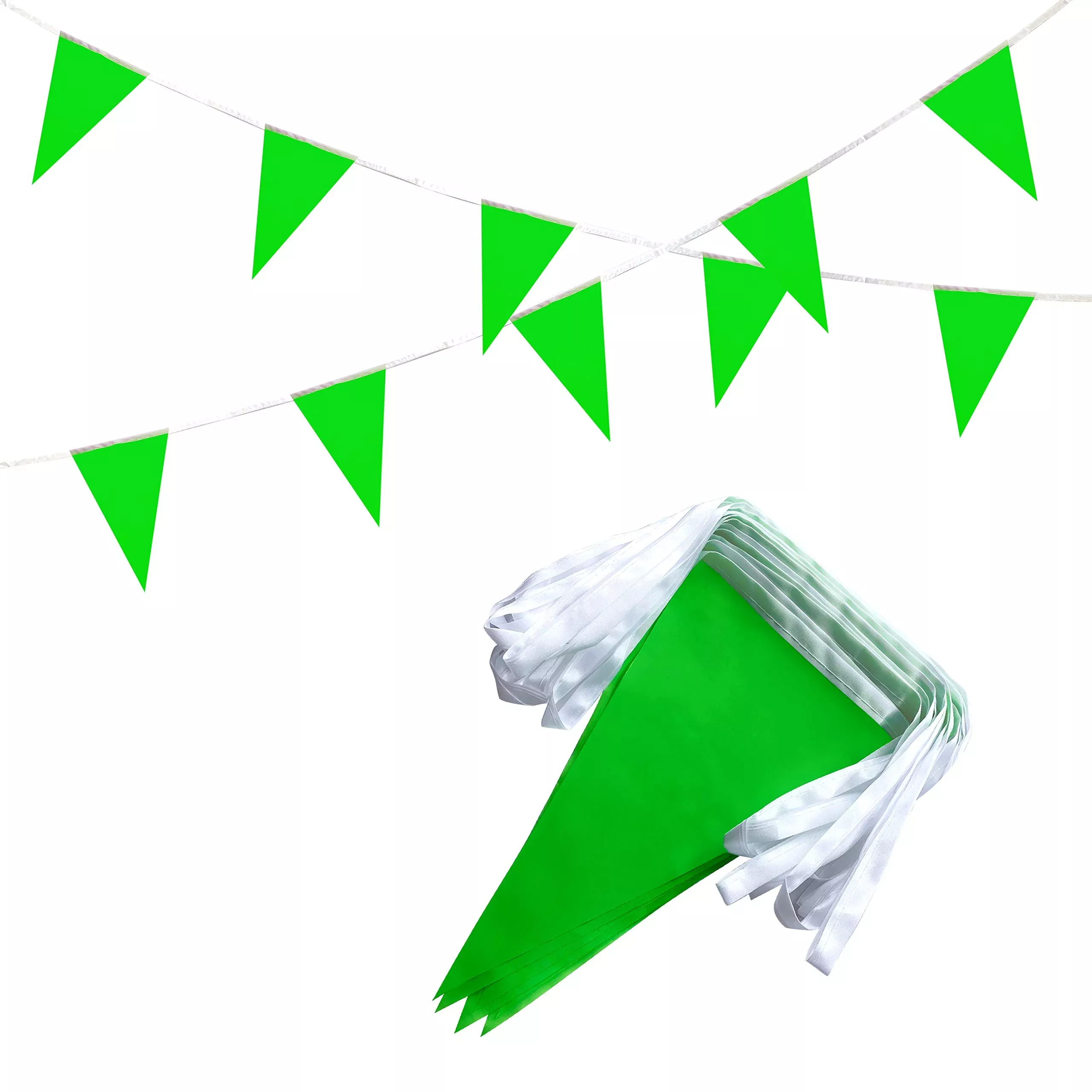 Tsmd Solid Green Pennant Banners Flags String Diy Bunting Flags,Party