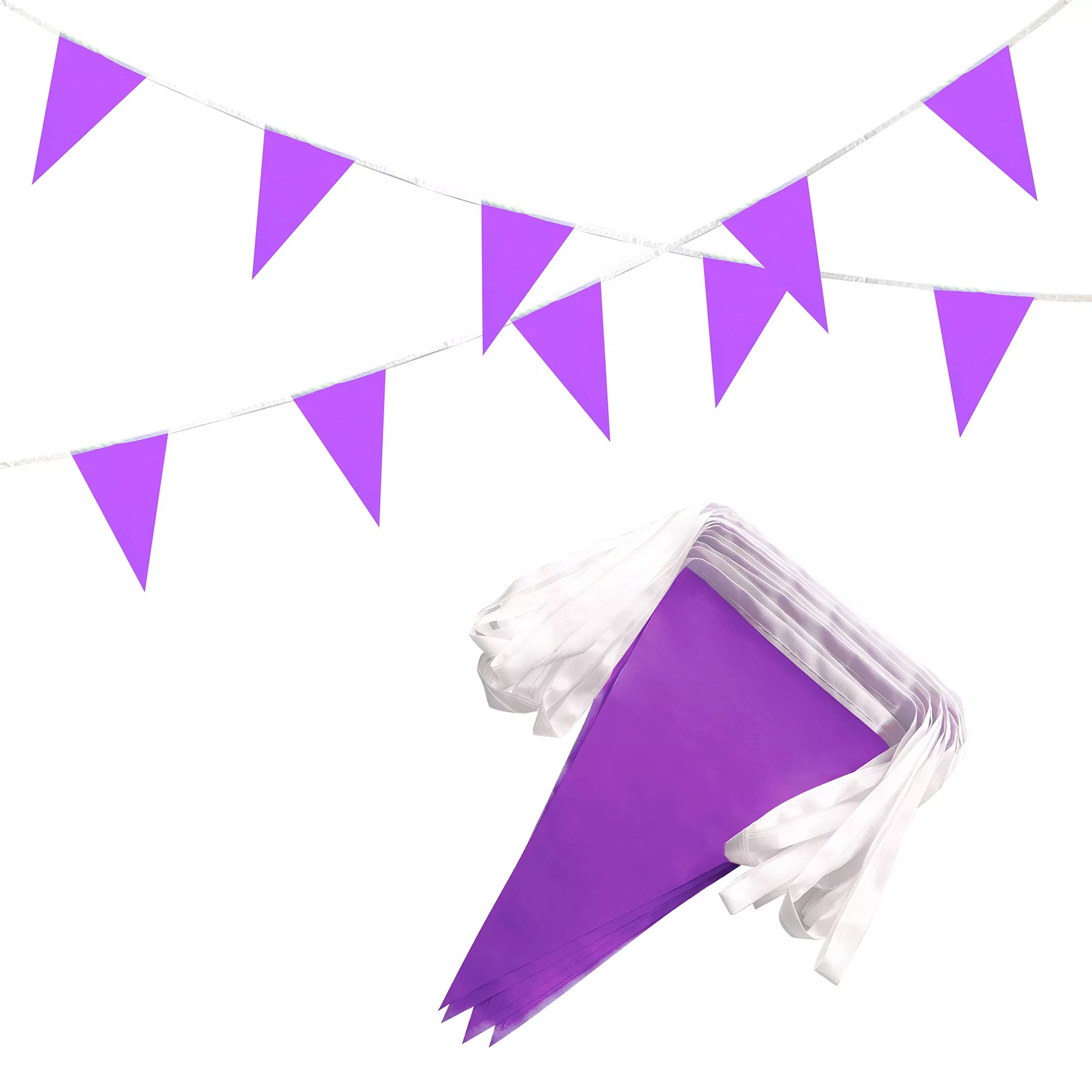 Tsmd Solid Purple Pennant Banners Flags String Diy Bunting Flags,Party