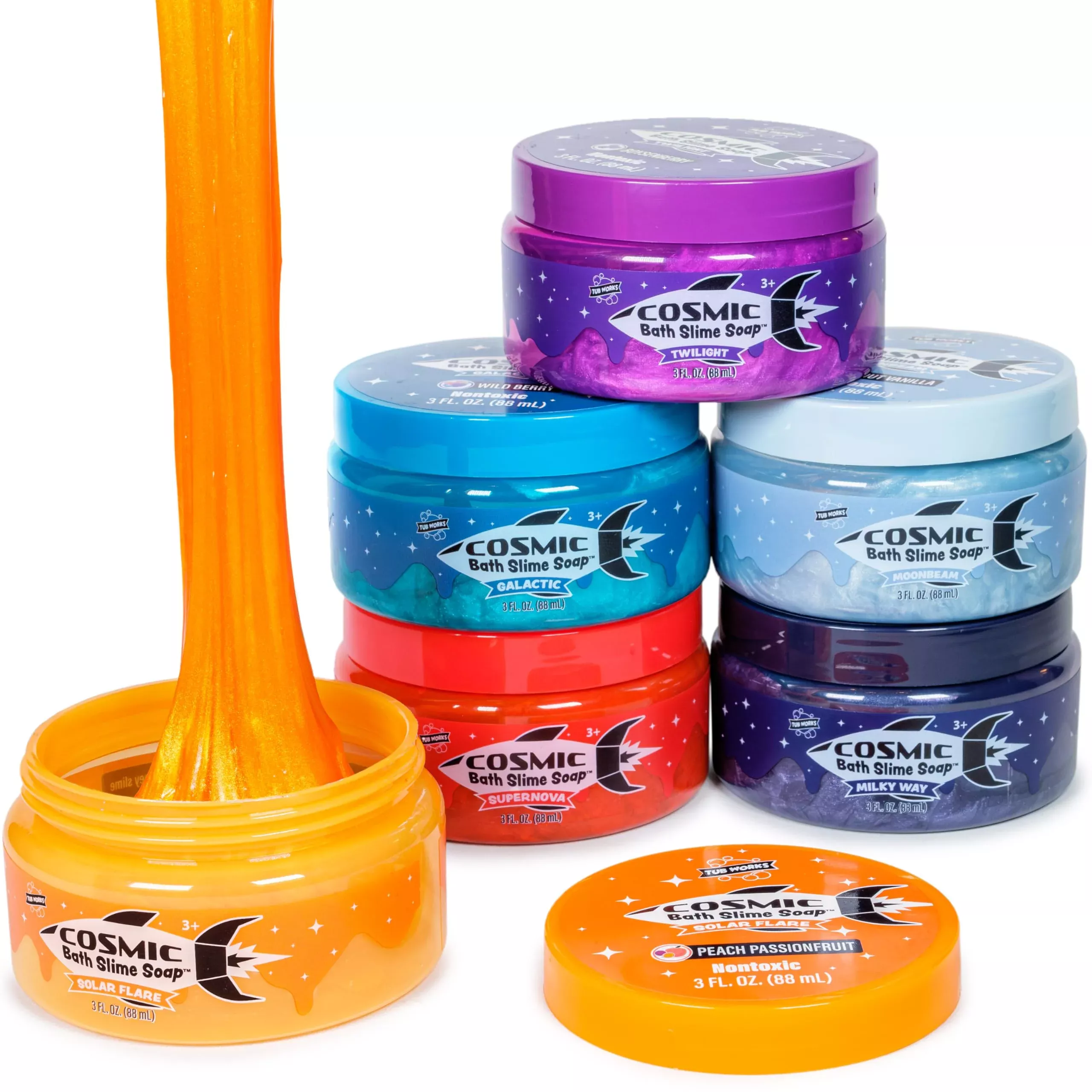 Tub Works Cosmic Bath Slime Soap Set, Multicolored, 6 Jars,