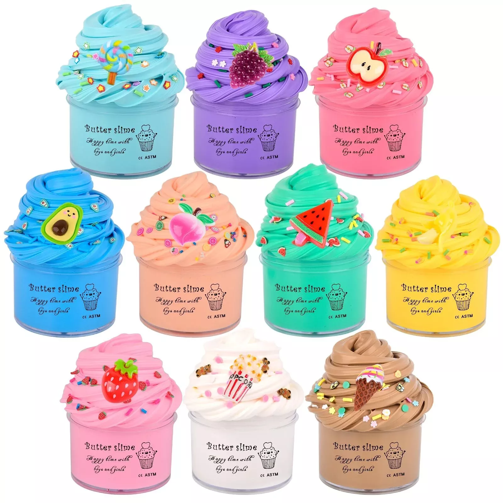 tuupowana 10 Pack Butter Slime Set for Kids Multicolor Small