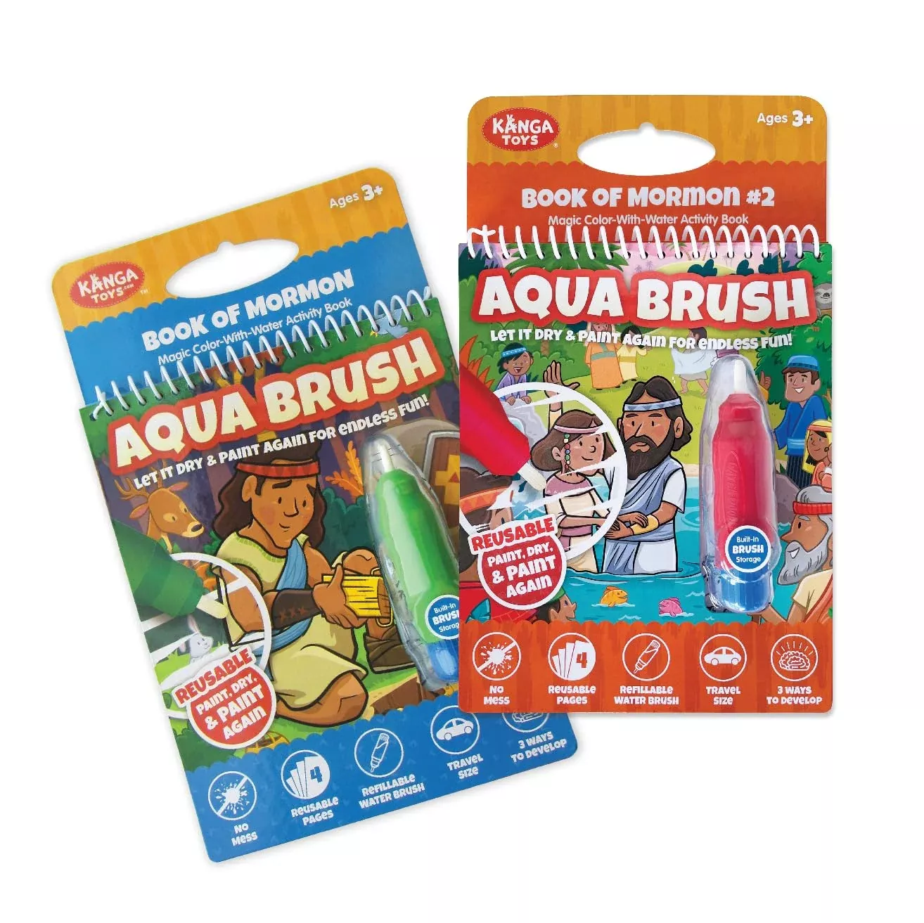 Two Pack Book Of Mormon Aqua Brush Activity Book Set, Color With Water