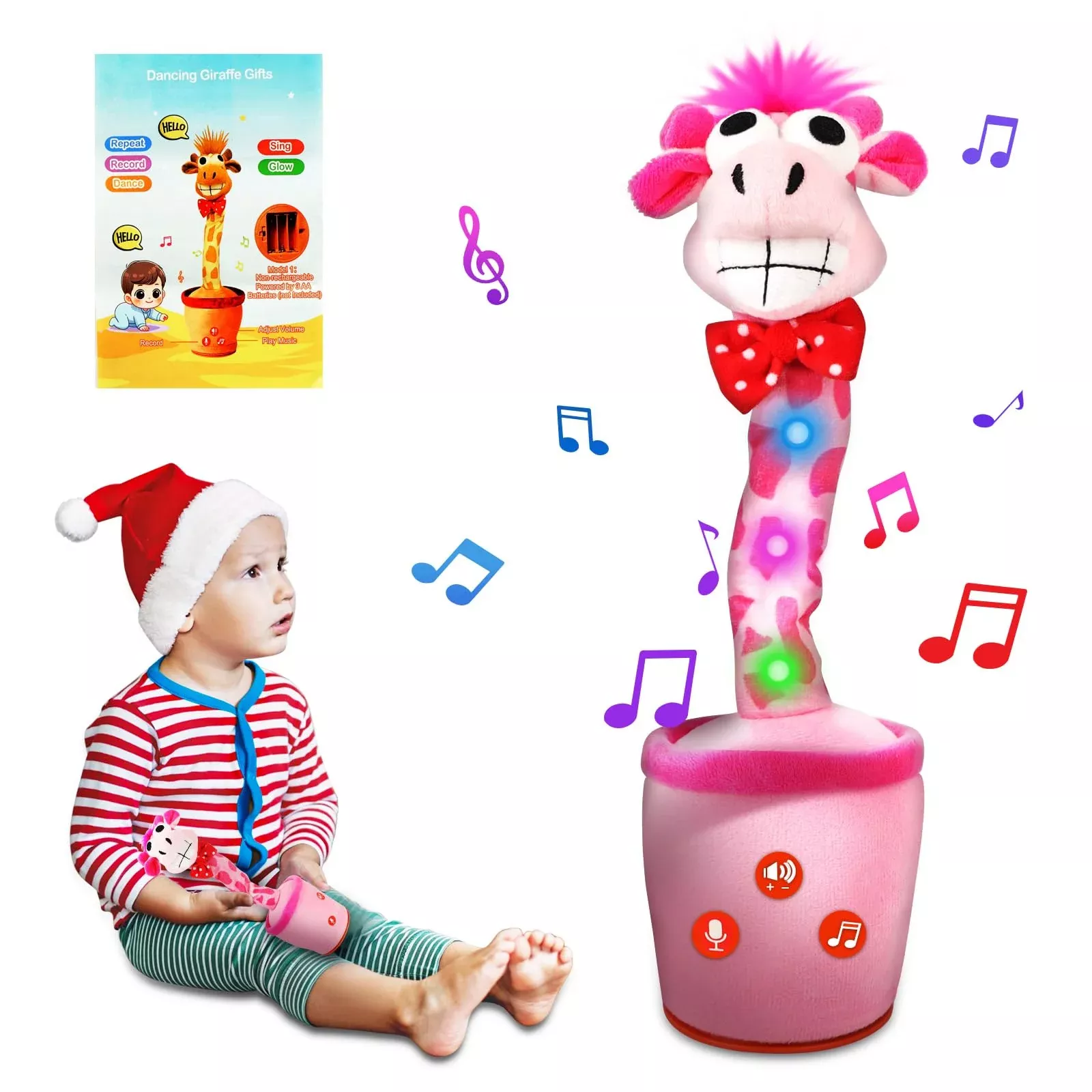 Tworiver Giraffe Gifts Dancing Talking Giraffe Toy,Repeating Singing R