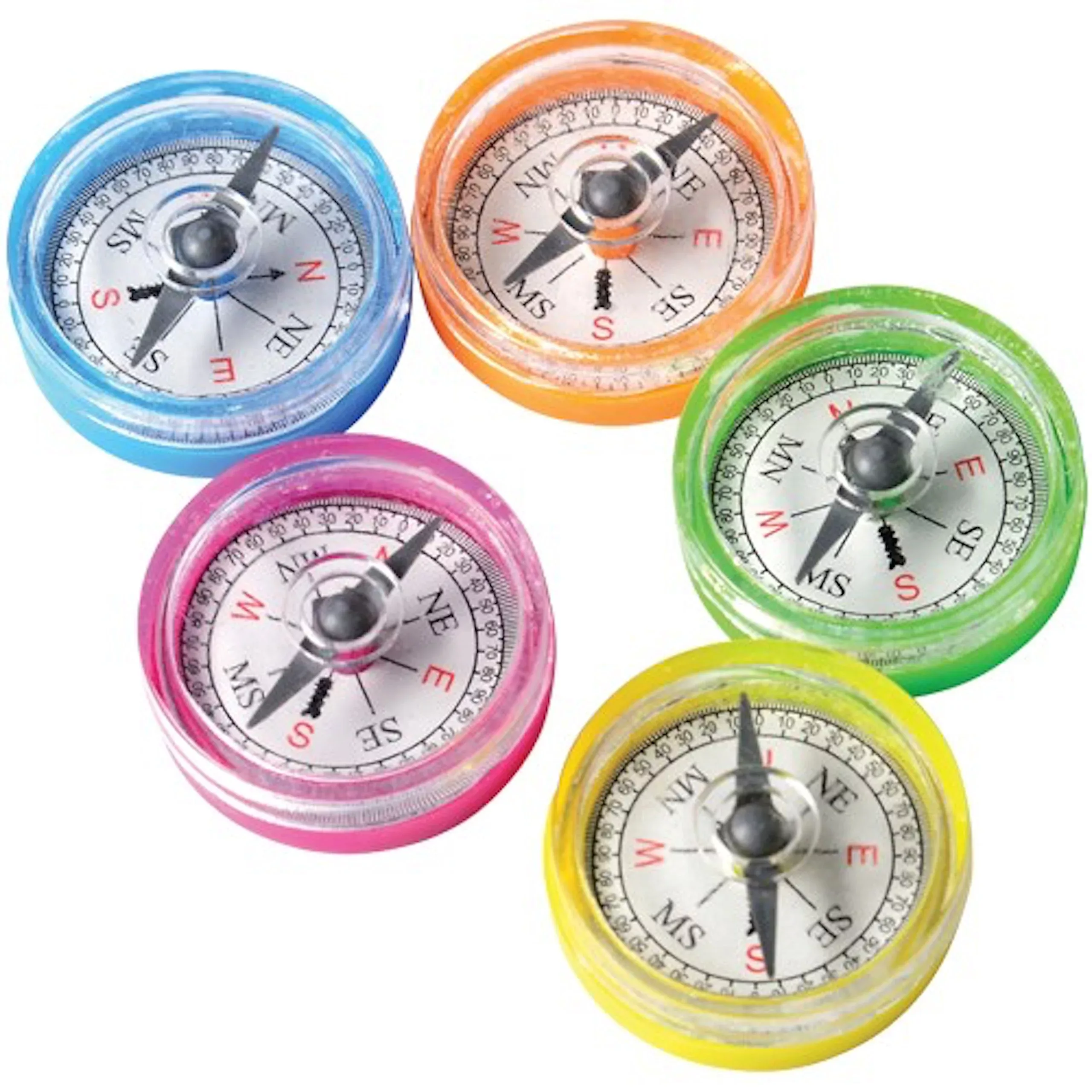 U. S. Toy Mini Compass Toys Lot of 36 Assorted Colors 1" Diameter