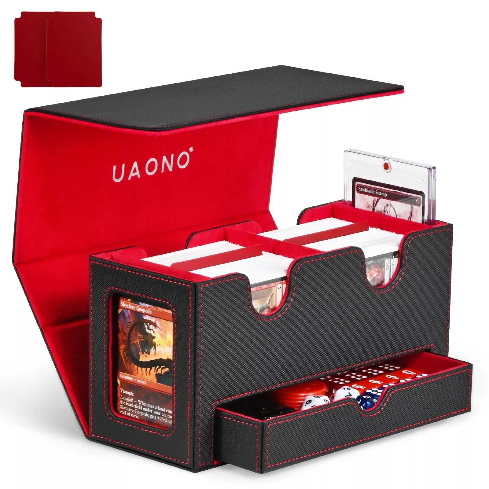 UAONO Card Deck Box for MTG - Double Storage for 200+ Cards, Faux Leat
