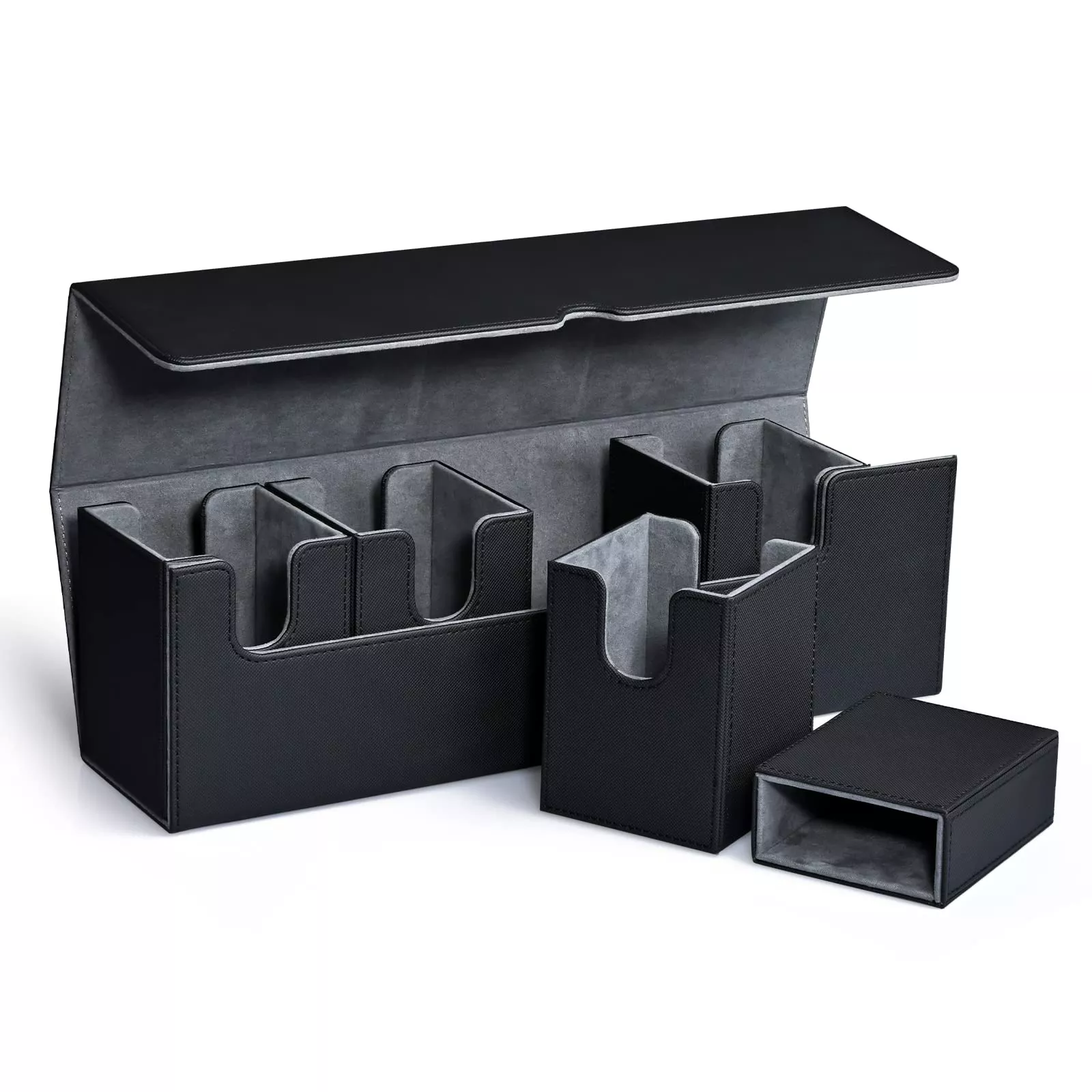 UAONO Card Deck Box with Dice Tray, 5 in 1 Case for 800+ Cards, Leathe