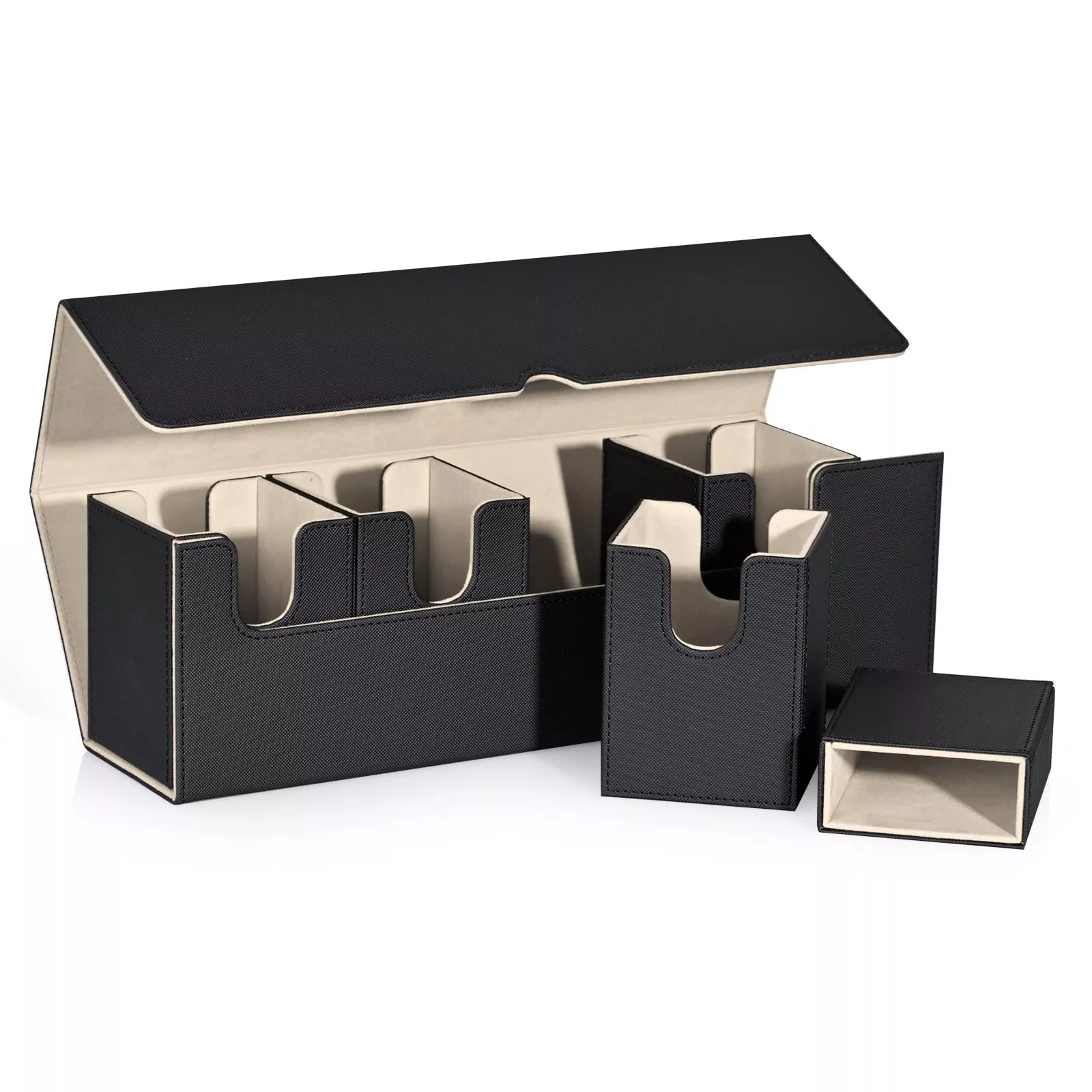 Uaono Card Deck Box With Dice Tray For Mtg, 5 In 1 Card Deck Case Hold