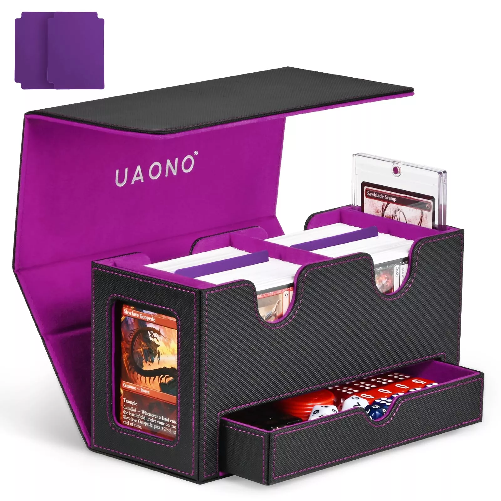 UAONO MTG Card Deck Box - Double Storage for 200+ Cards, Faux Leather,