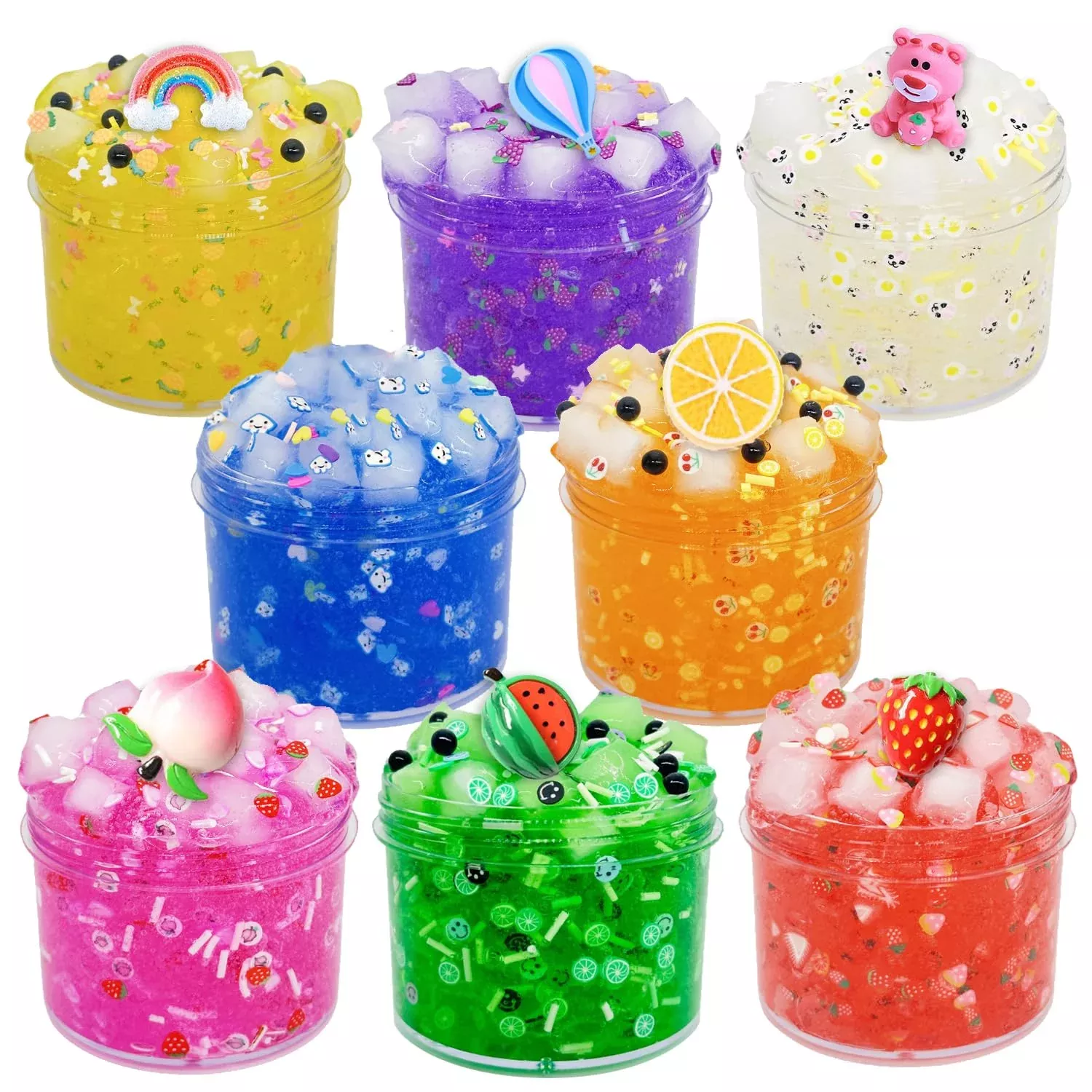 UIVIEHIR Jelly Cube Clear Slime Kit 8 Pack for Kids, Regular Size