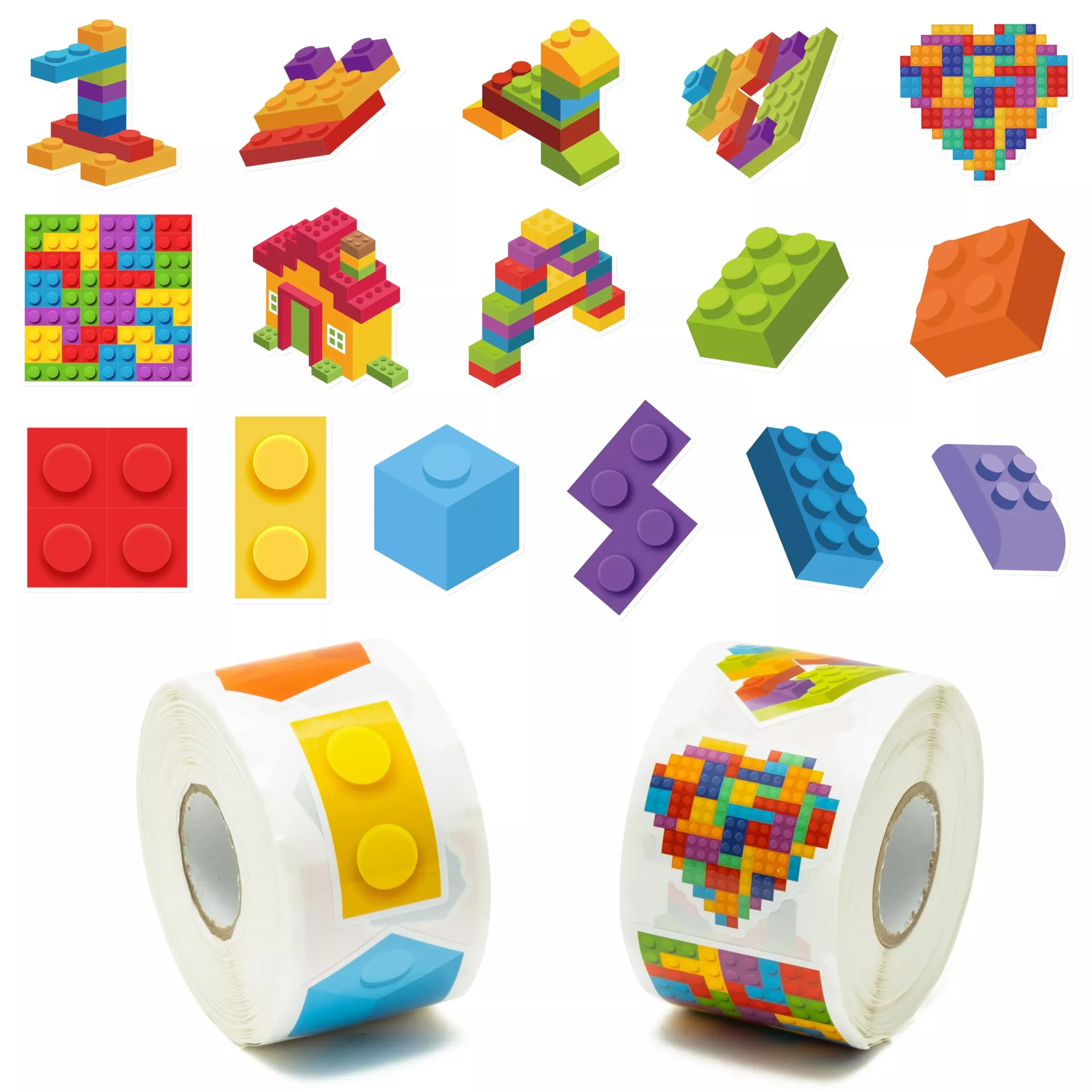 Unbess Block Stickers for Kids - 1000 Pieces - Multi-Color Designs