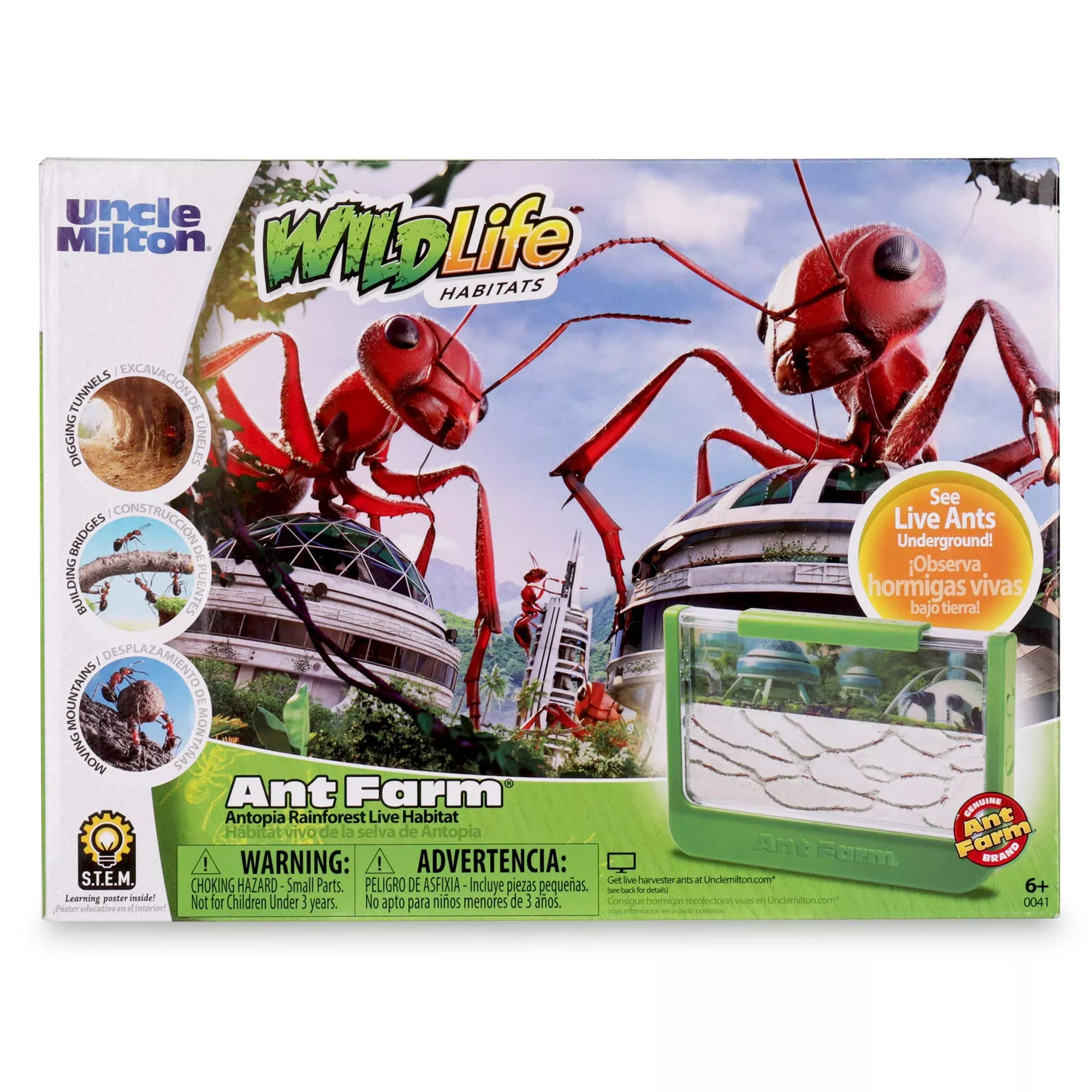 Uncle Milton Ant Farm Antopia Rainforest Habitat Green Escape-Proof