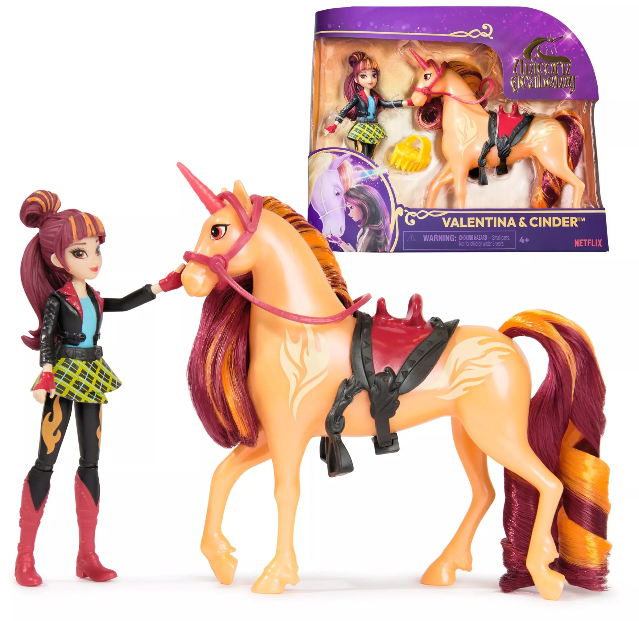 Unicorn Academy, Valentina & Cinder Set With 2 Riding Accessories & Ha