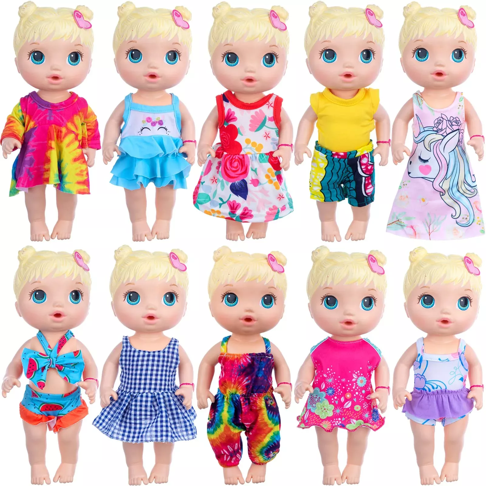 Unicorn Element 10 Sets Alive Baby Doll Clothes And Accessories Fit 12