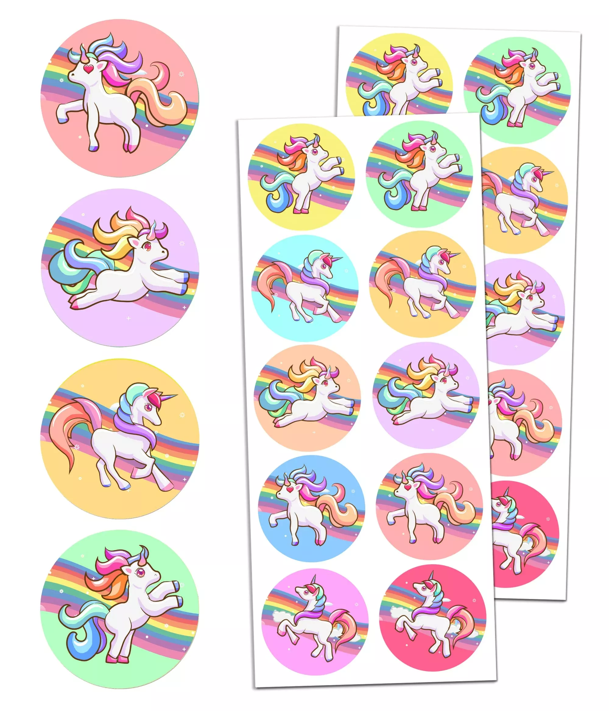 Unicorn Sticker Sheets For Kids, 1.5'' - 20 Sheets, 200 Stickers