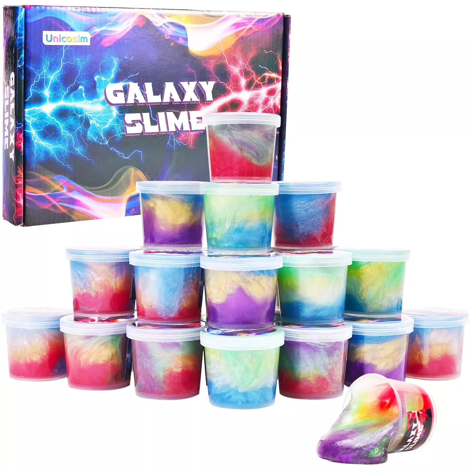 Unicoslm Galaxy Slime Bulk - 24 Multi-Colored Party Favors, Blue